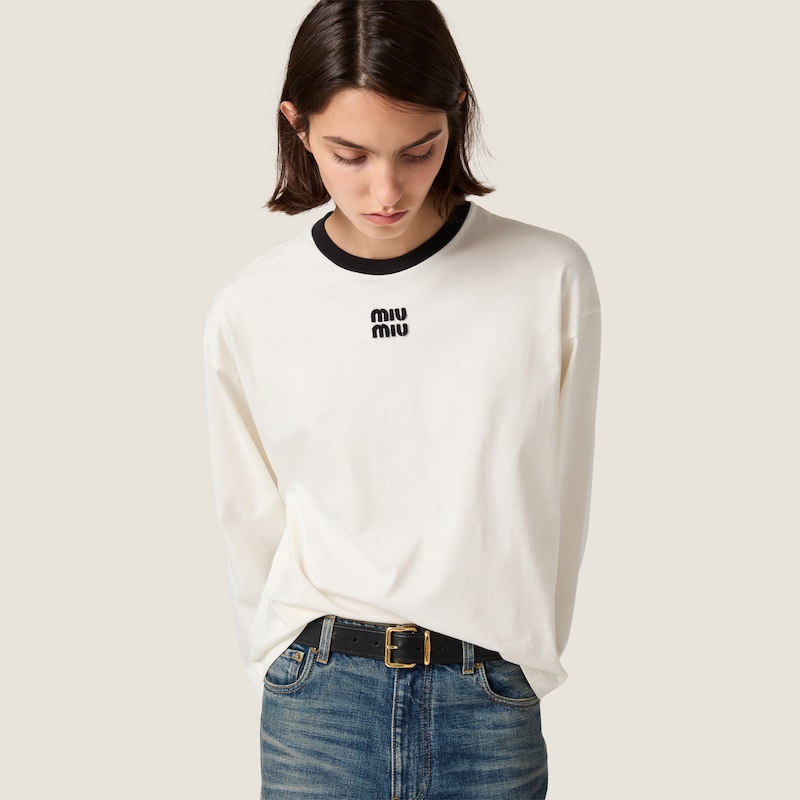 Cotton jersey T-shirt with embroidered logo