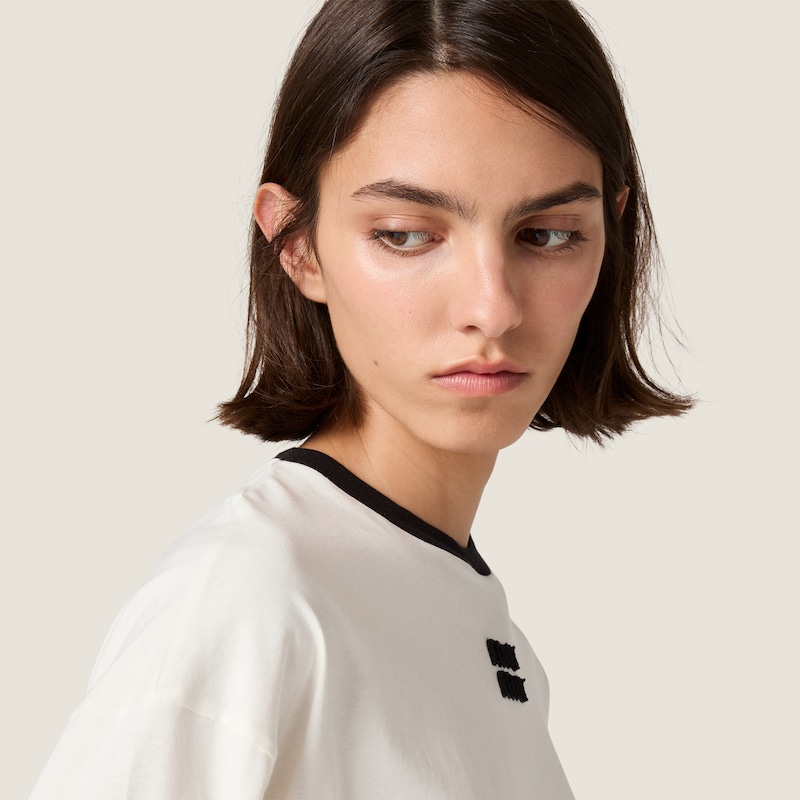 Cotton jersey T-shirt with embroidered logo