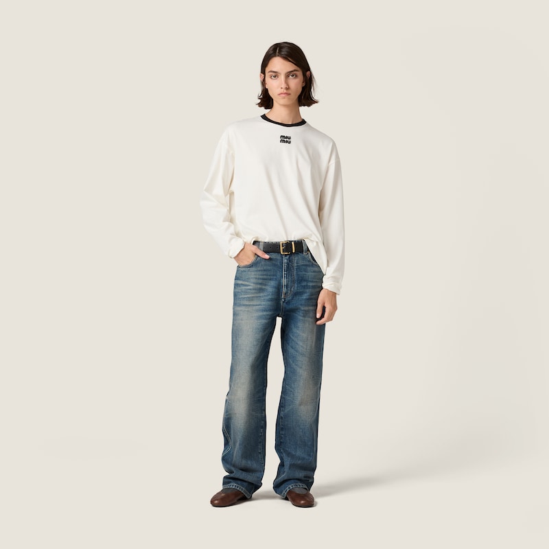 Cotton jersey T-shirt with embroidered logo