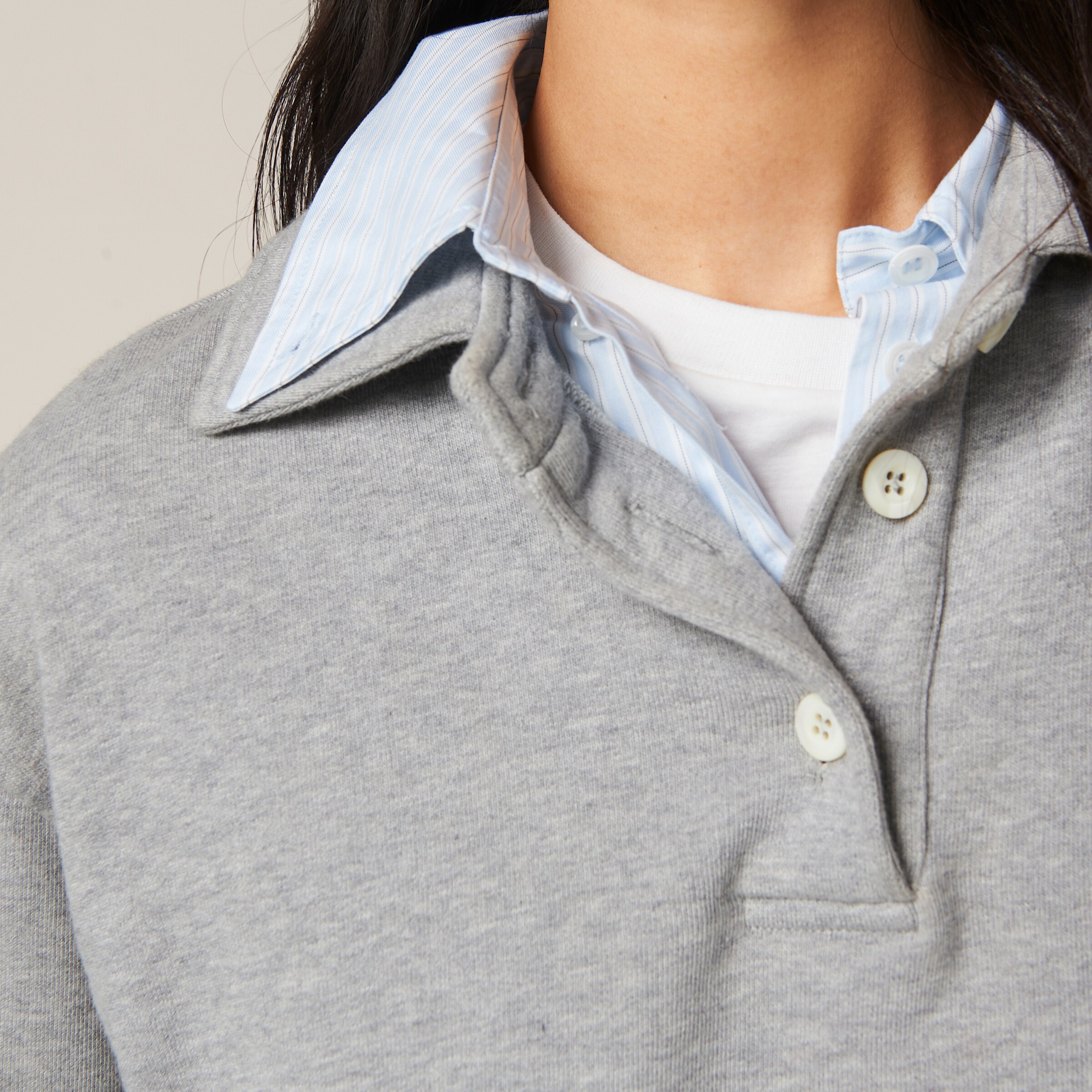 Shop Miumiu Cotton Fleece Polo Shirt In Grey