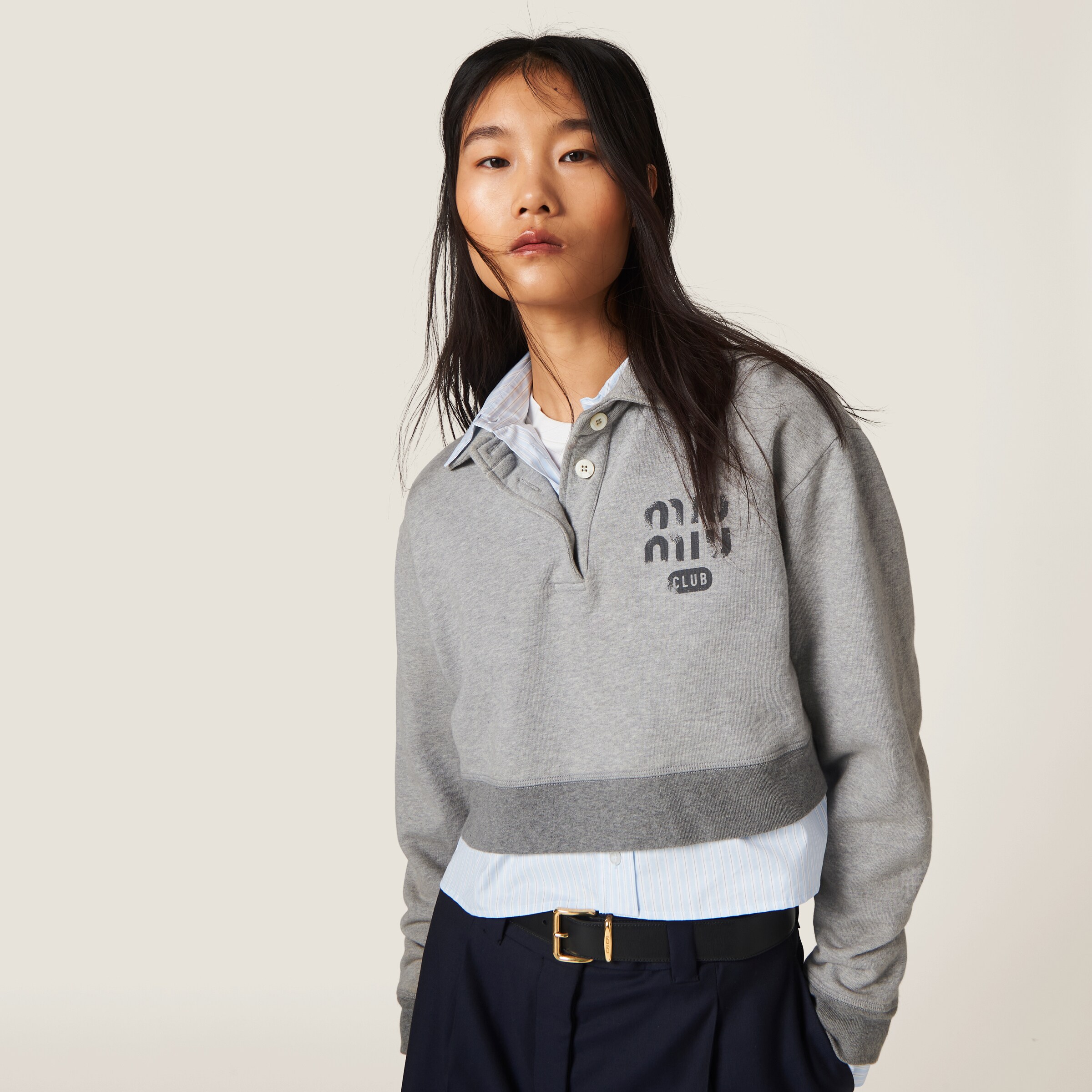 Miu Miu Gray Cotton Dress Shirt main image 1