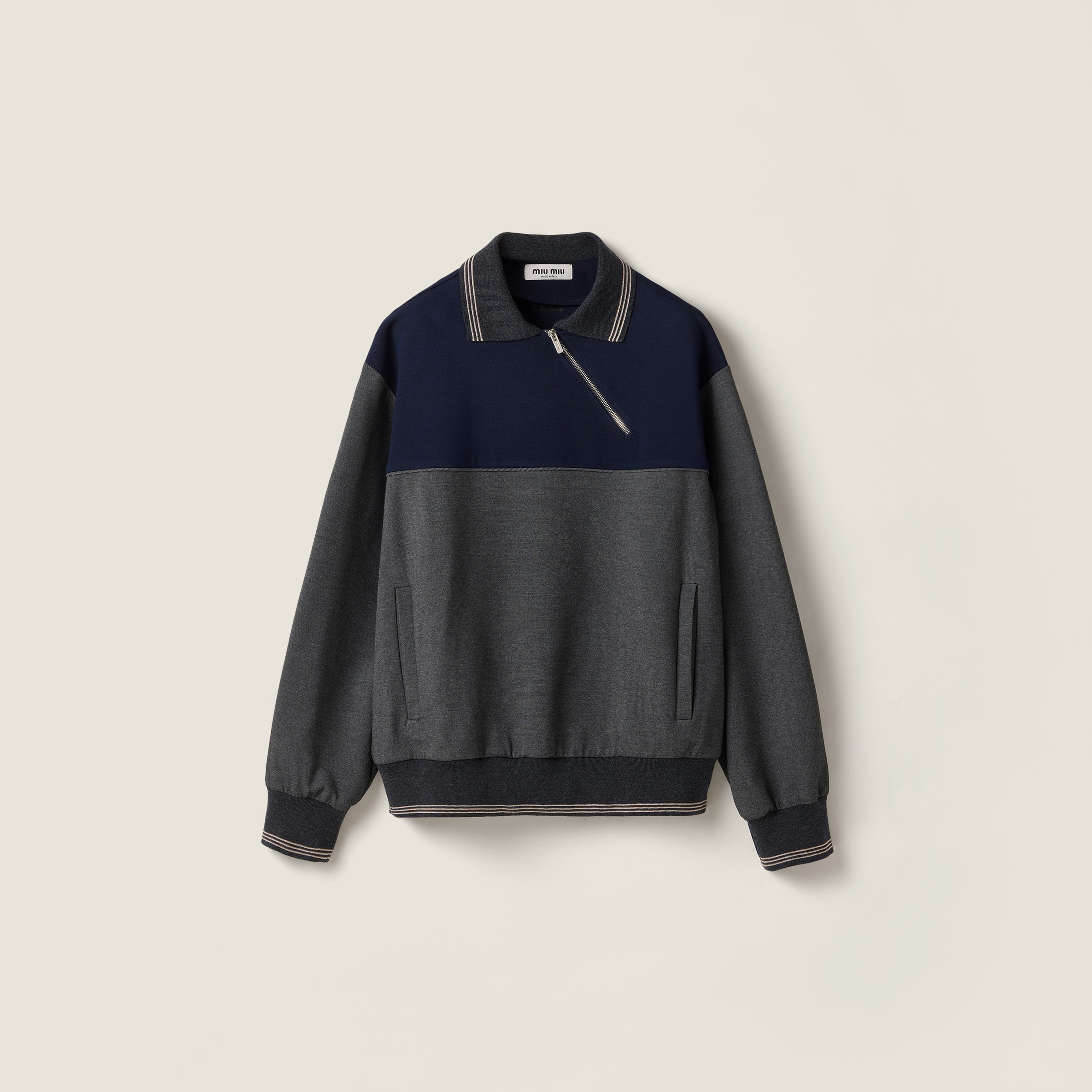 Miu Miu Zipper Sweatshirt In Black