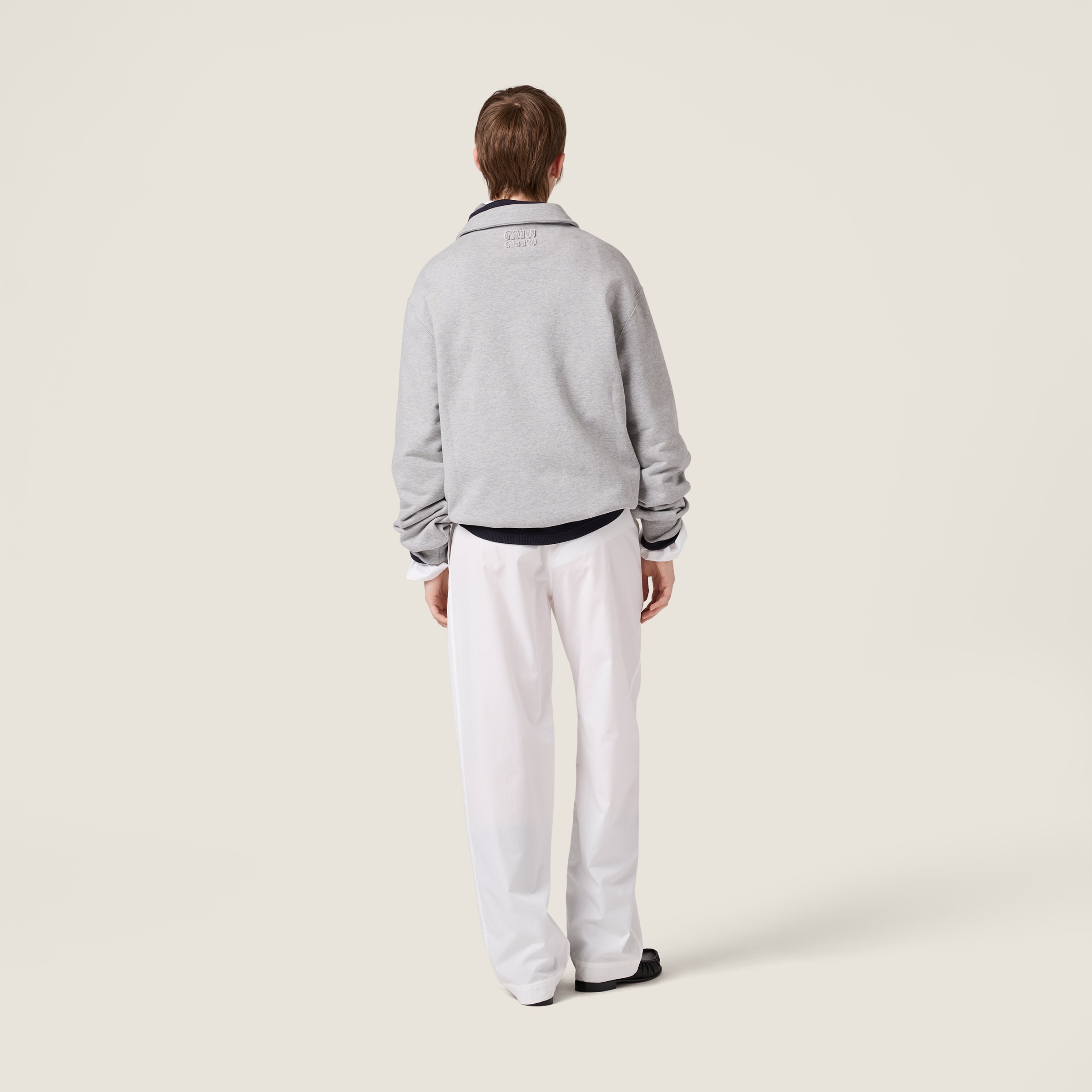Grey Zippered Cotton Fleece Jacket | Miu Miu - United States
