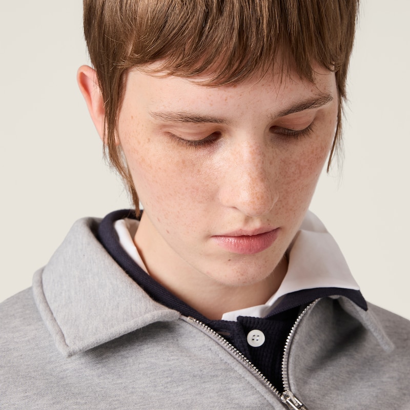 Zippered cotton fleece jacket