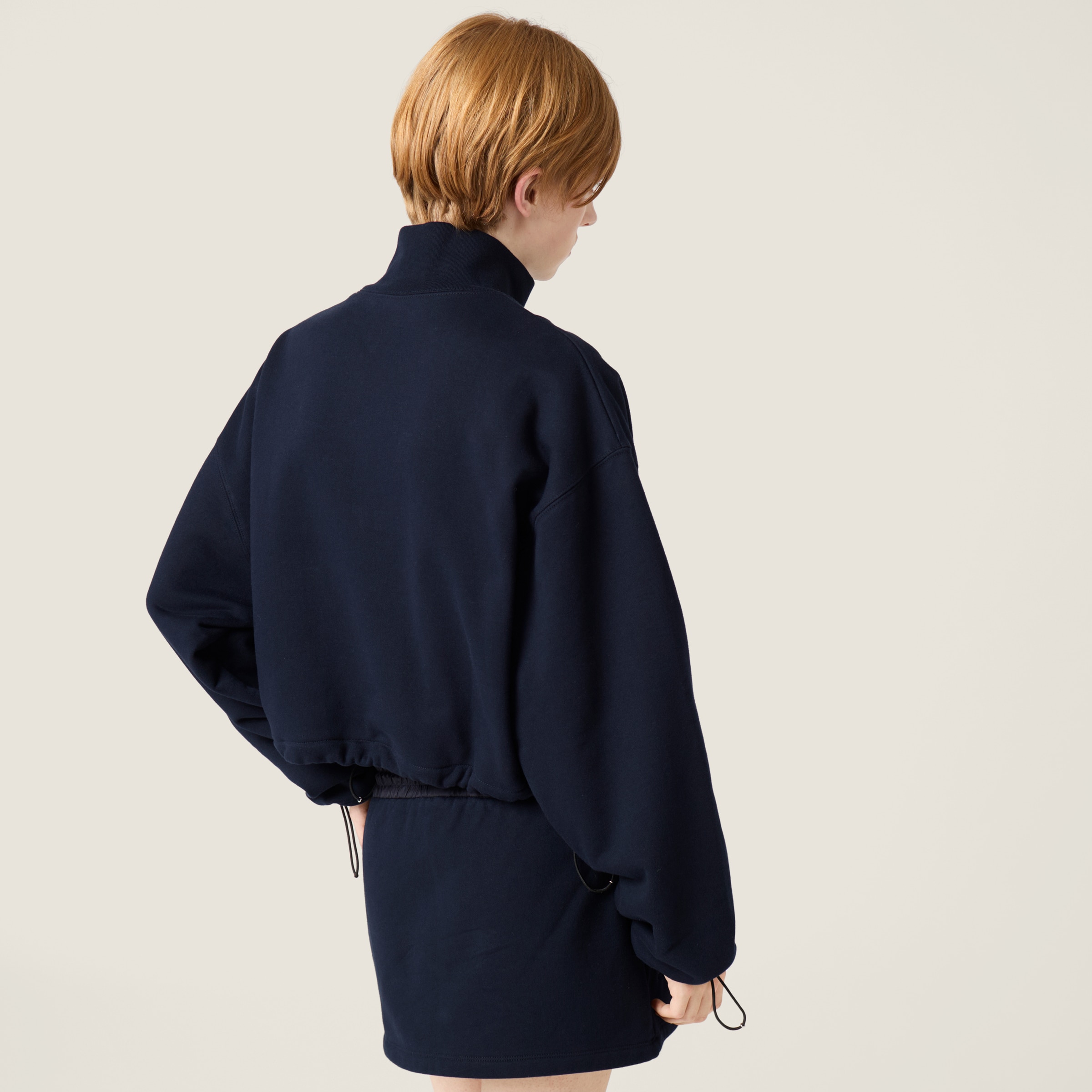 Miu Miu Zippered Fleece Jacket In Blue