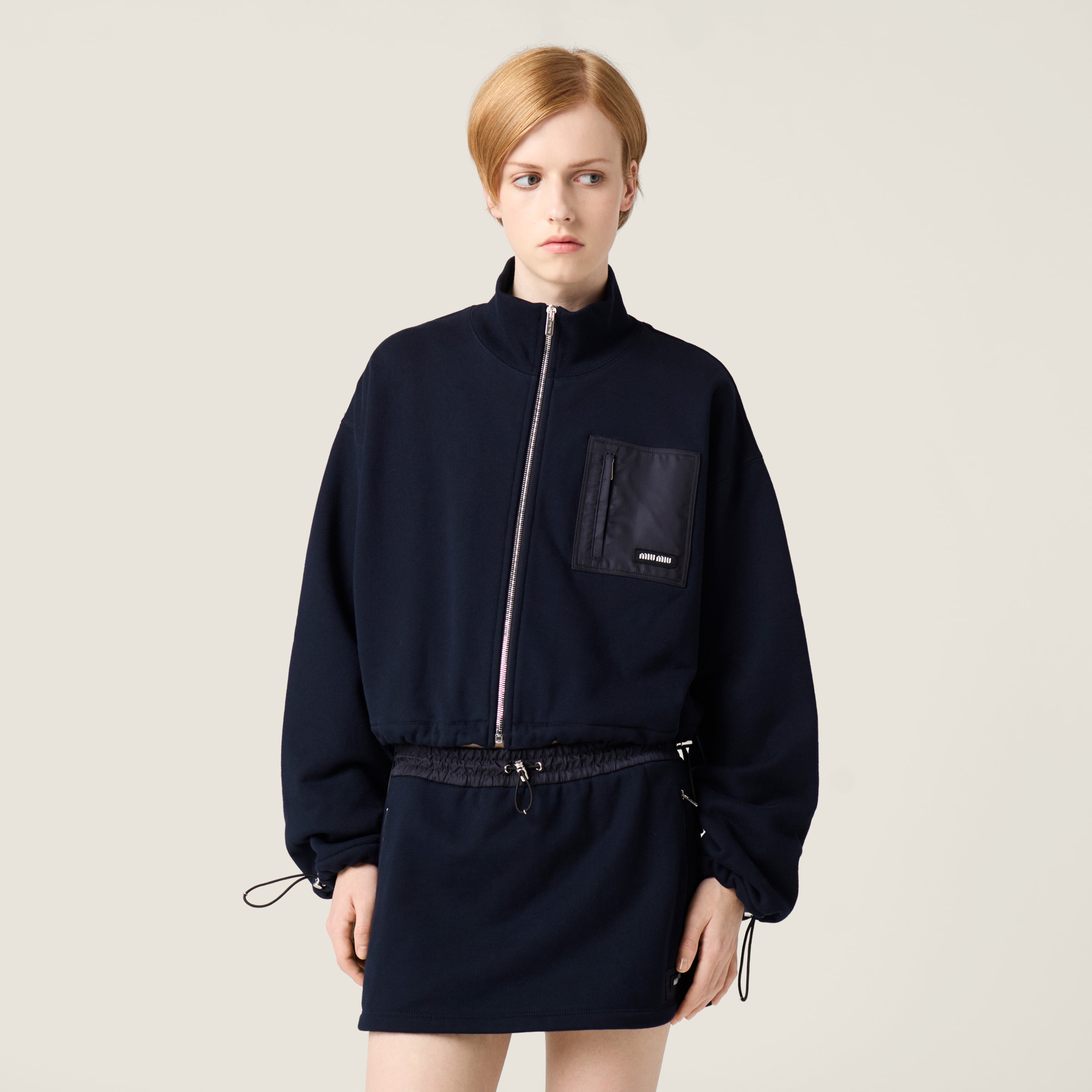 Navy Zippered Fleece Jacket | Miu Miu - United States