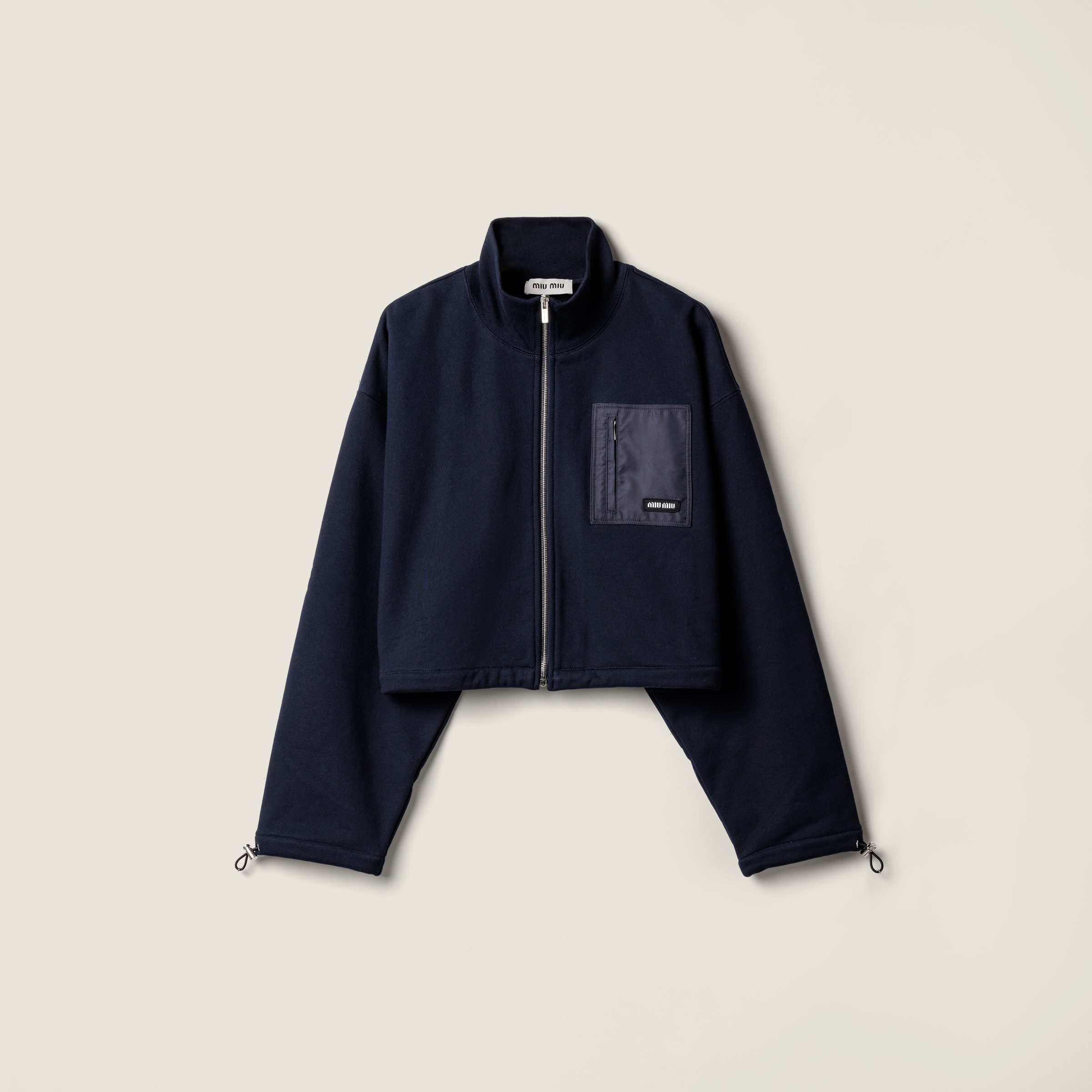 Miu Miu Zippered Fleece Jacket In Blue