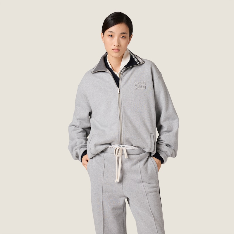 Zippered cotton fleece jacket