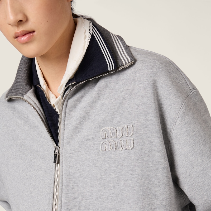 Zippered cotton fleece jacket