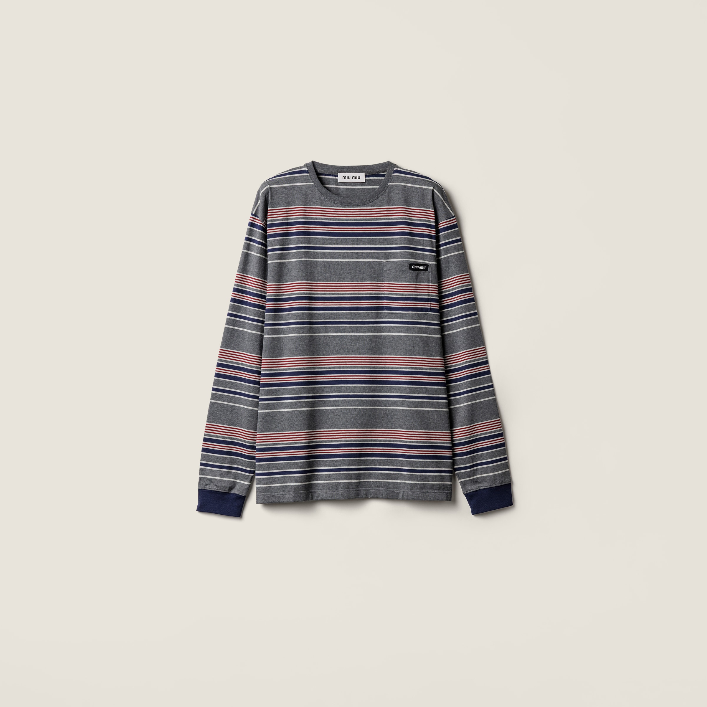 Blue/bottle Striped Jersey T-shirt | Miu Miu