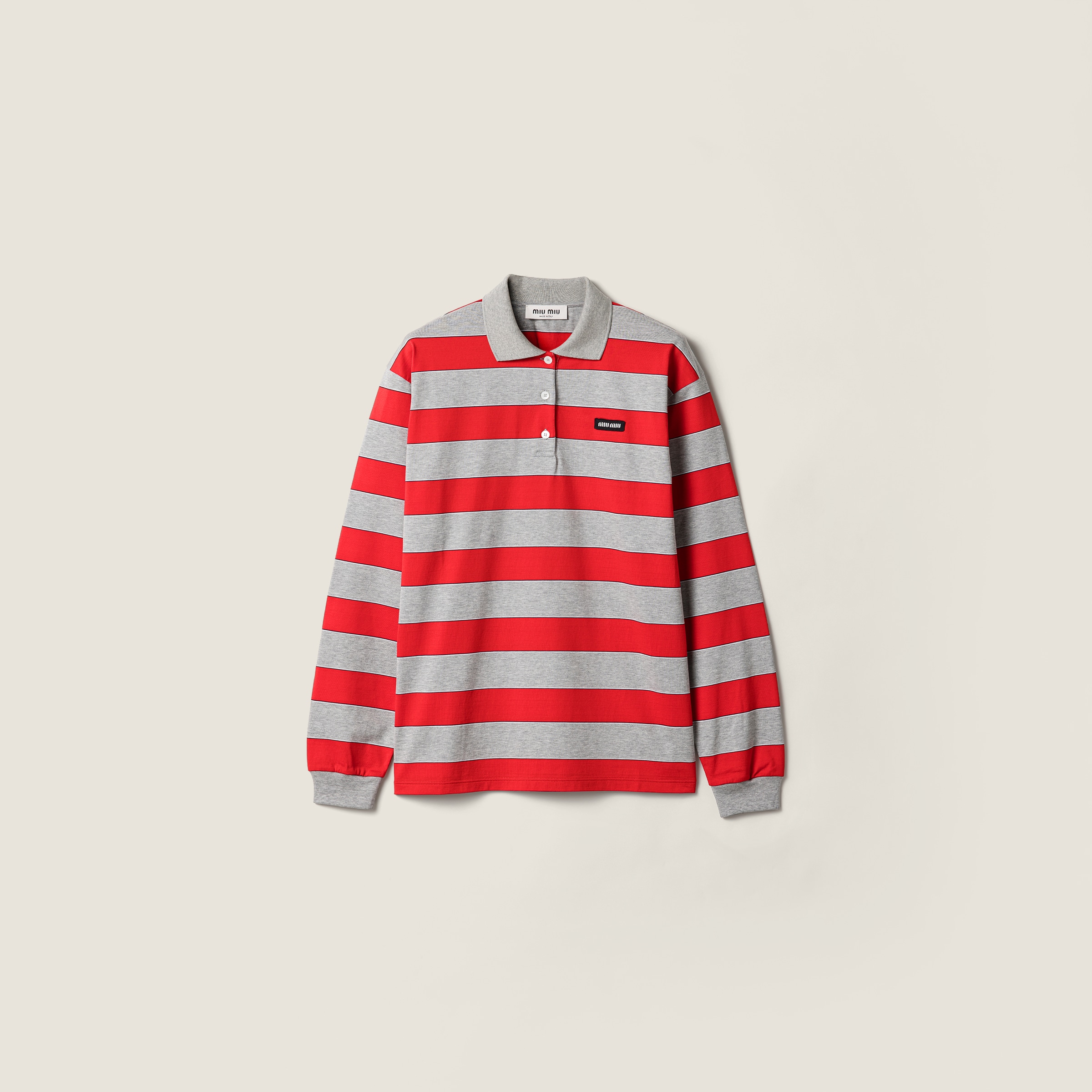 Striped jersey polo shirt