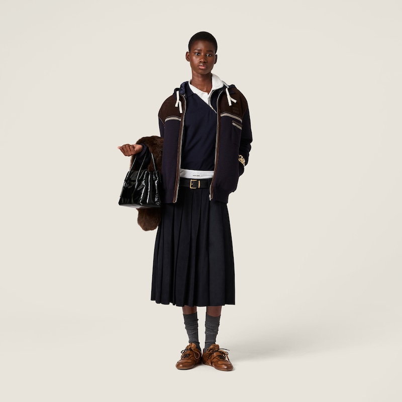 Cotton piqué zippered polo shirt