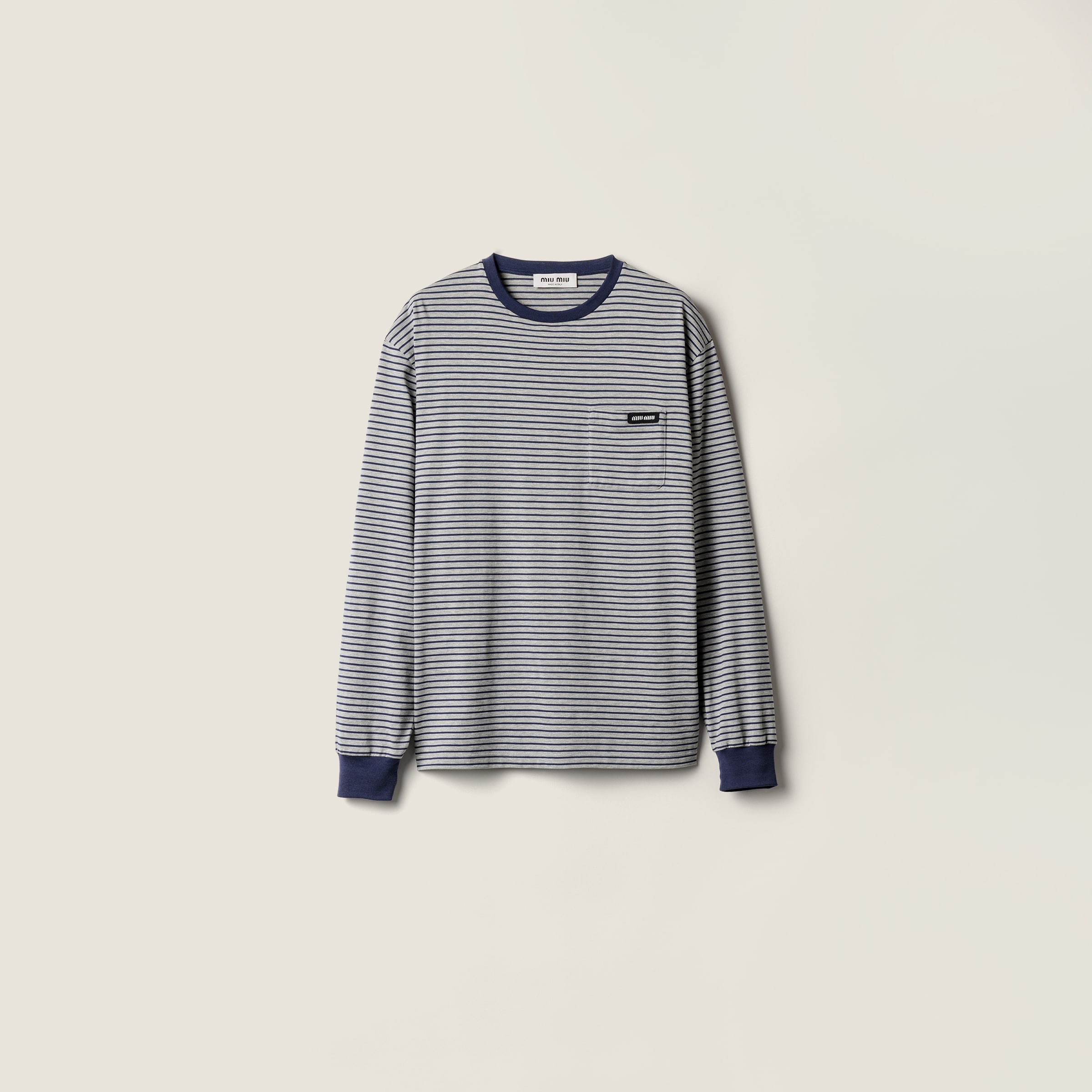 Mimi050ページ Gray/blue Long-sleeved Jersey T-shirt | Miu Miu