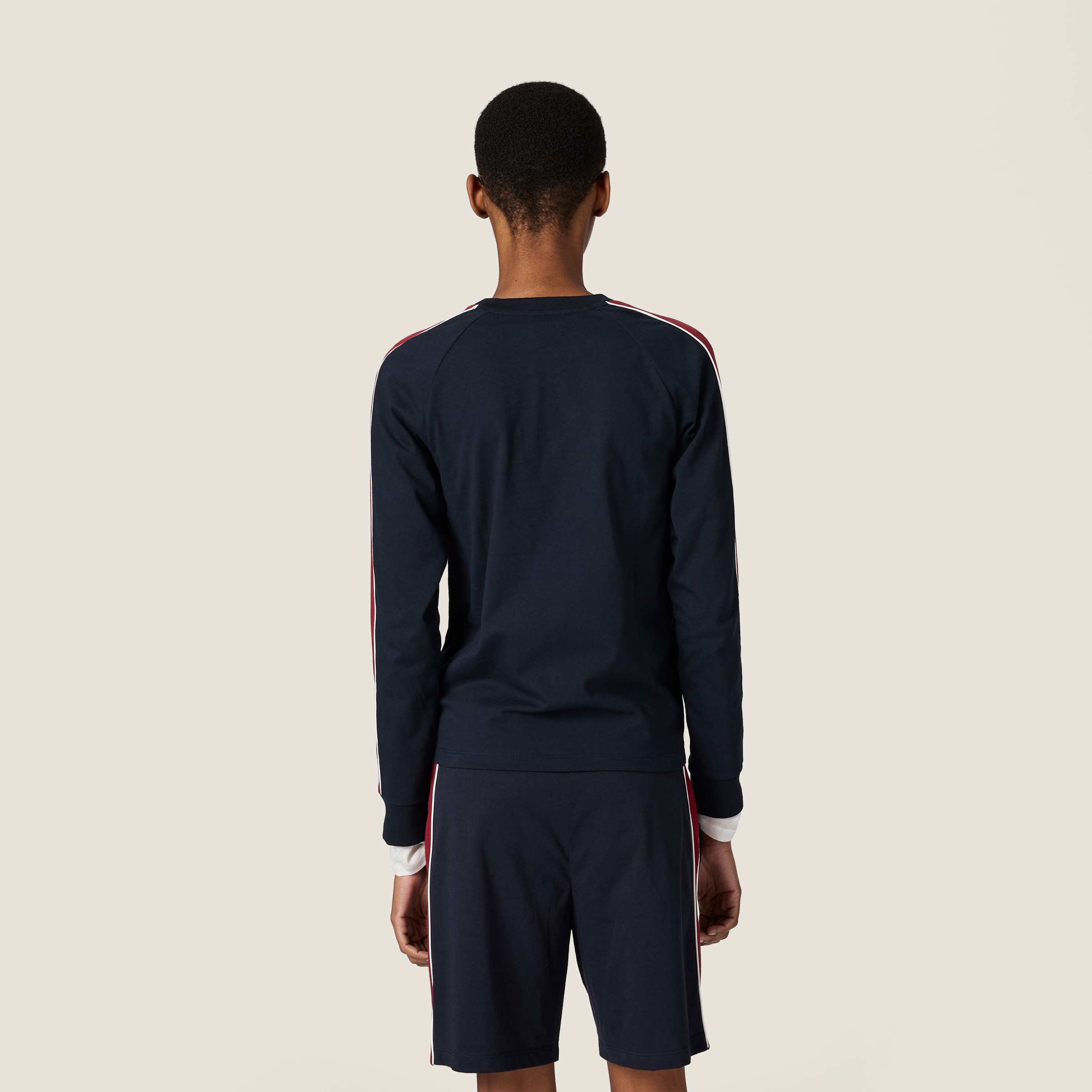 myumyuページ Blue/burgundy Long-sleeve Cotton Jersey T-shirt | Miu Miu - Taiwan