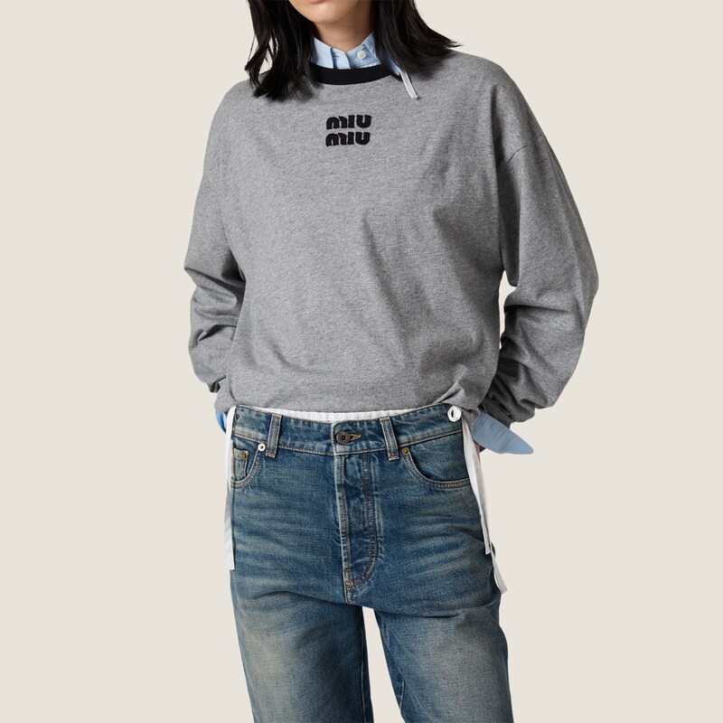 Long-sleeved cotton jersey T-shirt