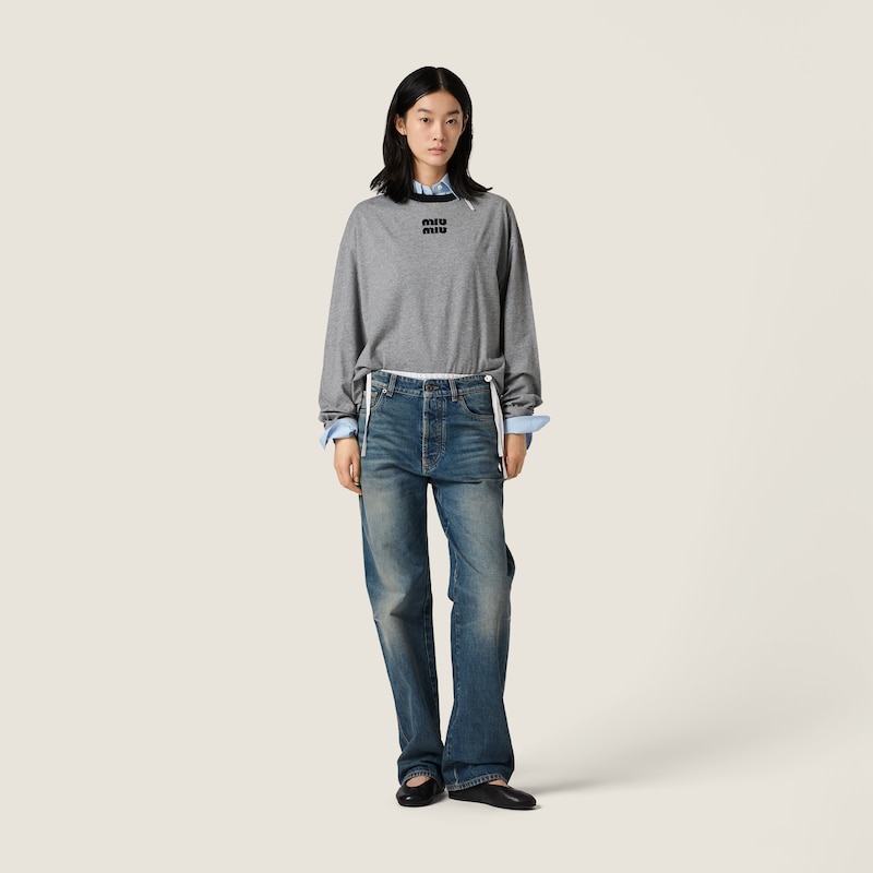 Long-sleeved cotton jersey T-shirt