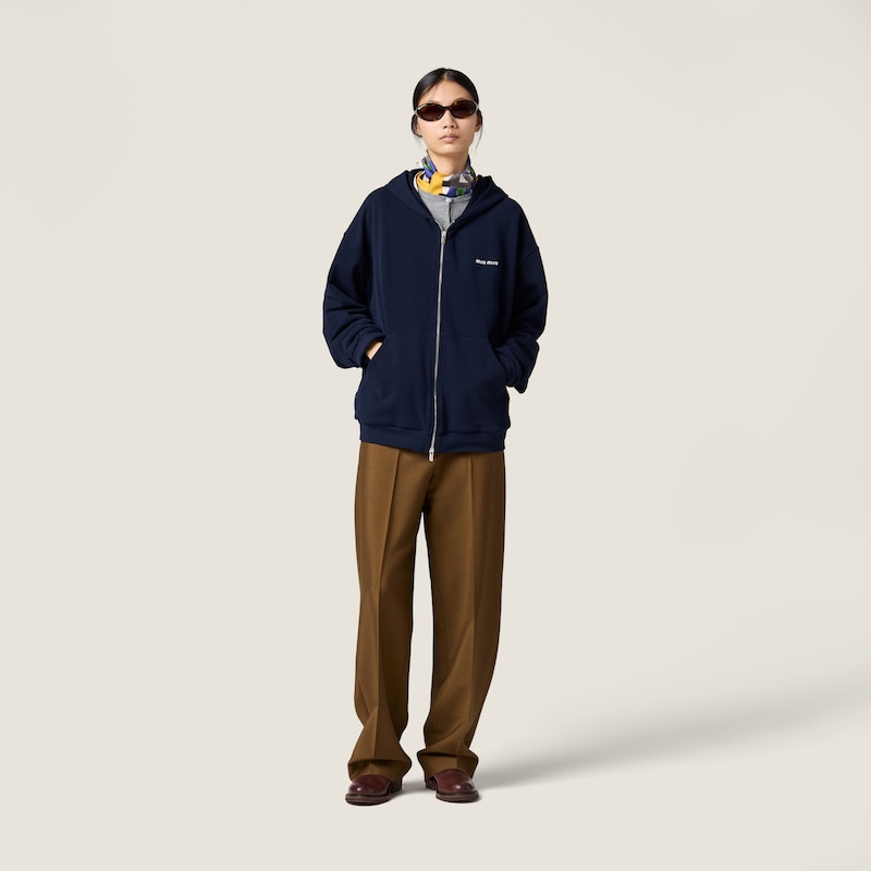 Piqué cotton hoodie