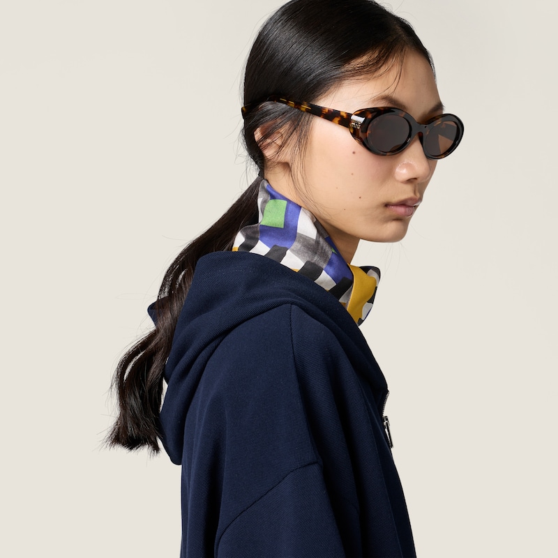 Piqué cotton hoodie