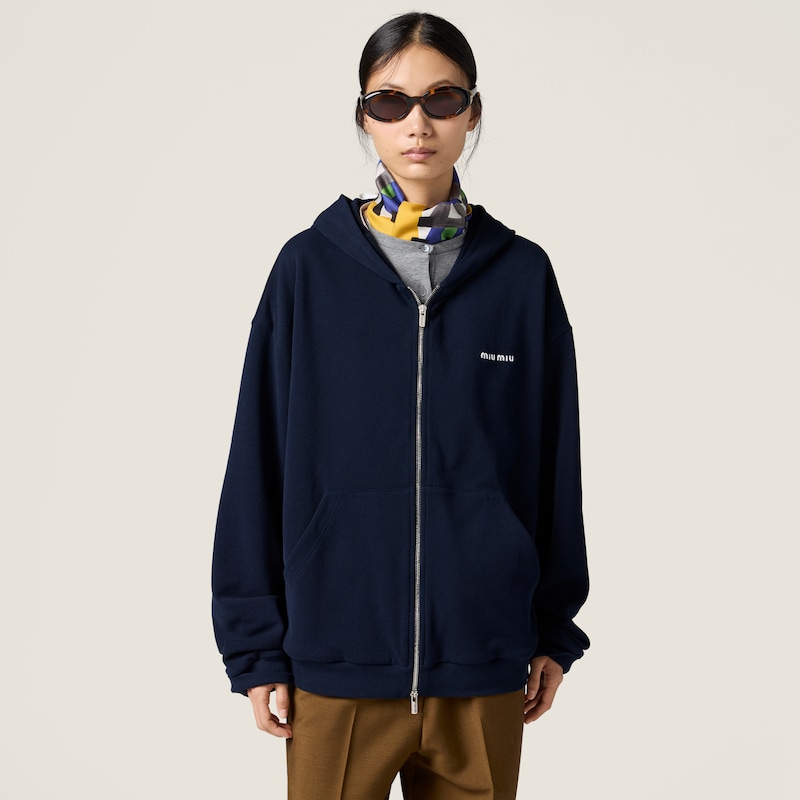 Piqué cotton hoodie