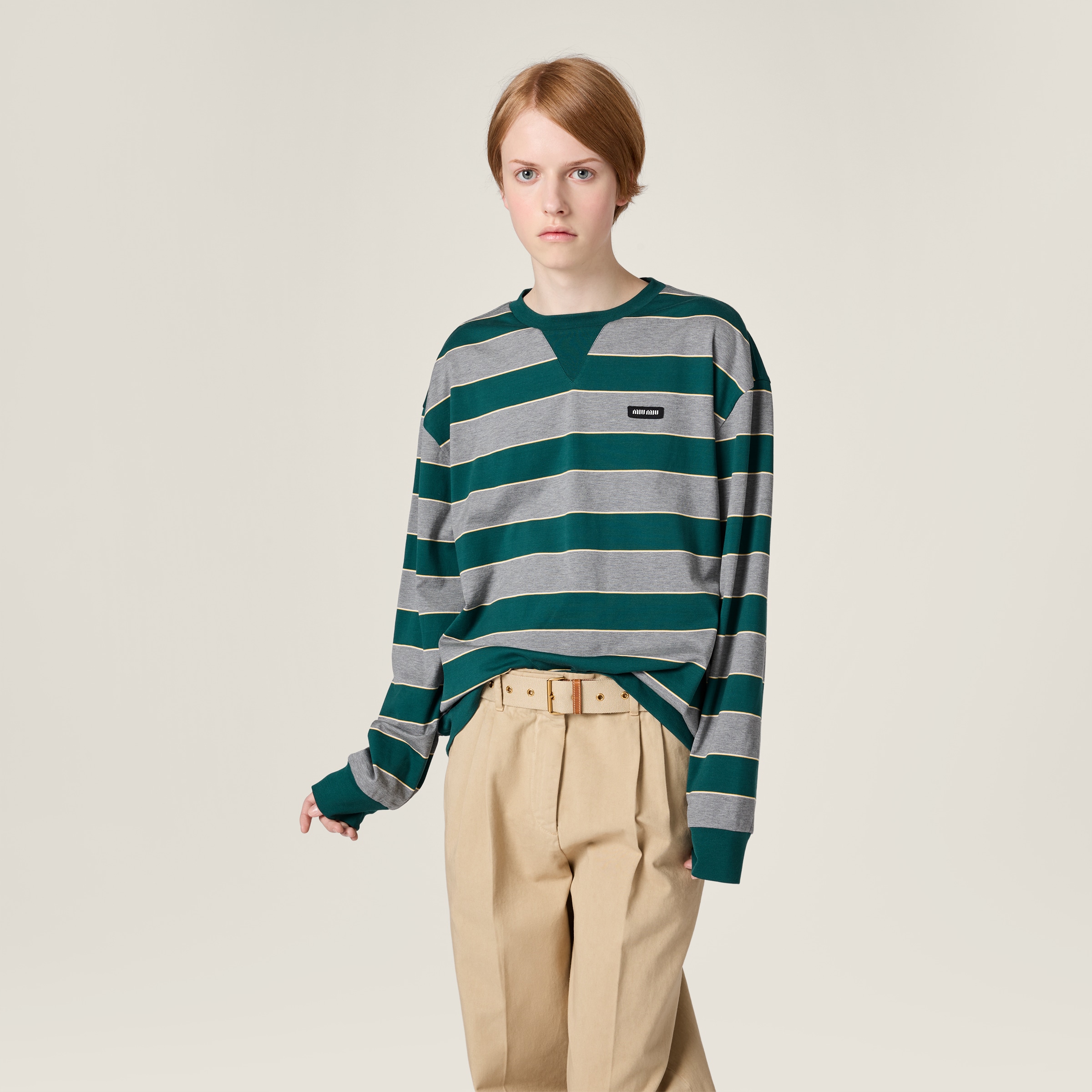 ミュウミュウ  26SS  MJLA391 ストライプジャージースウェット レディース M MIU MIU - ミュウミュウ 26SS MJLA391 ストライプジャージースウェット