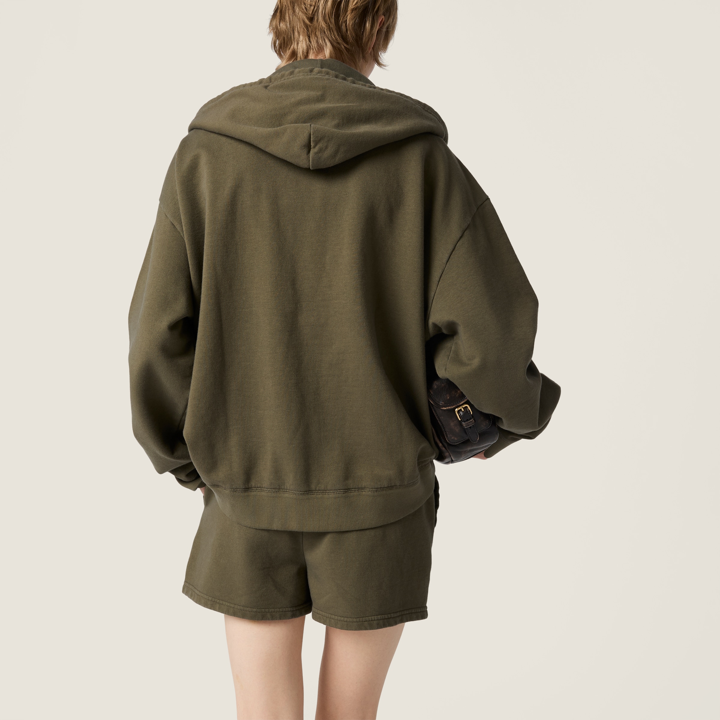 Forest Green Garment-dyed Hoodie Jacket | Miu Miu - United States