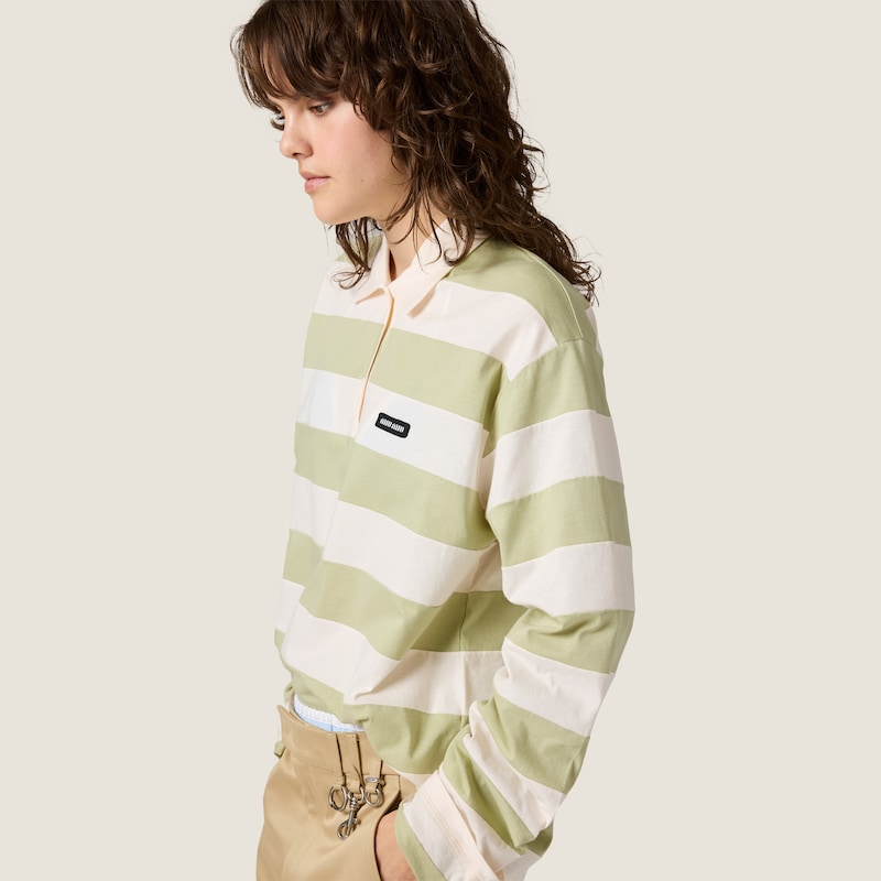 Striped jersey polo shirt