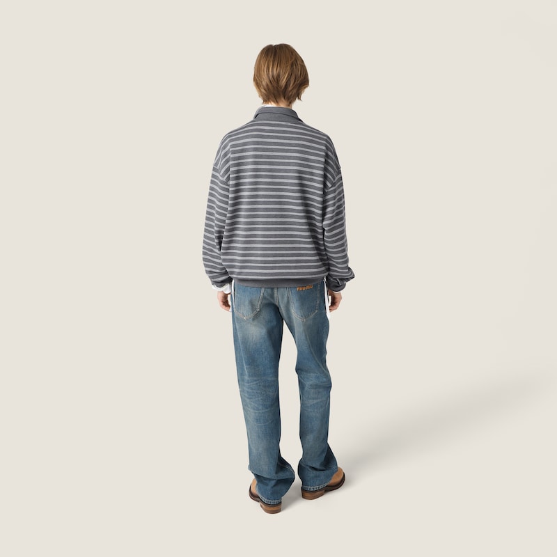 Striped cotton fleece jacket