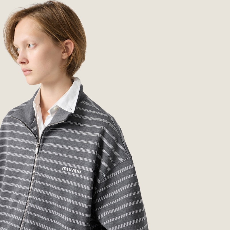 Striped cotton fleece jacket