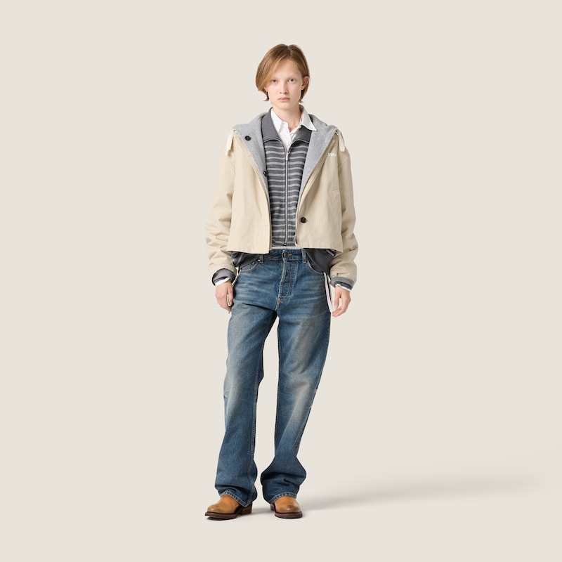 Striped cotton fleece jacket