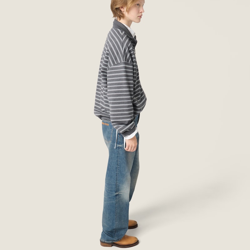 Striped cotton fleece jacket