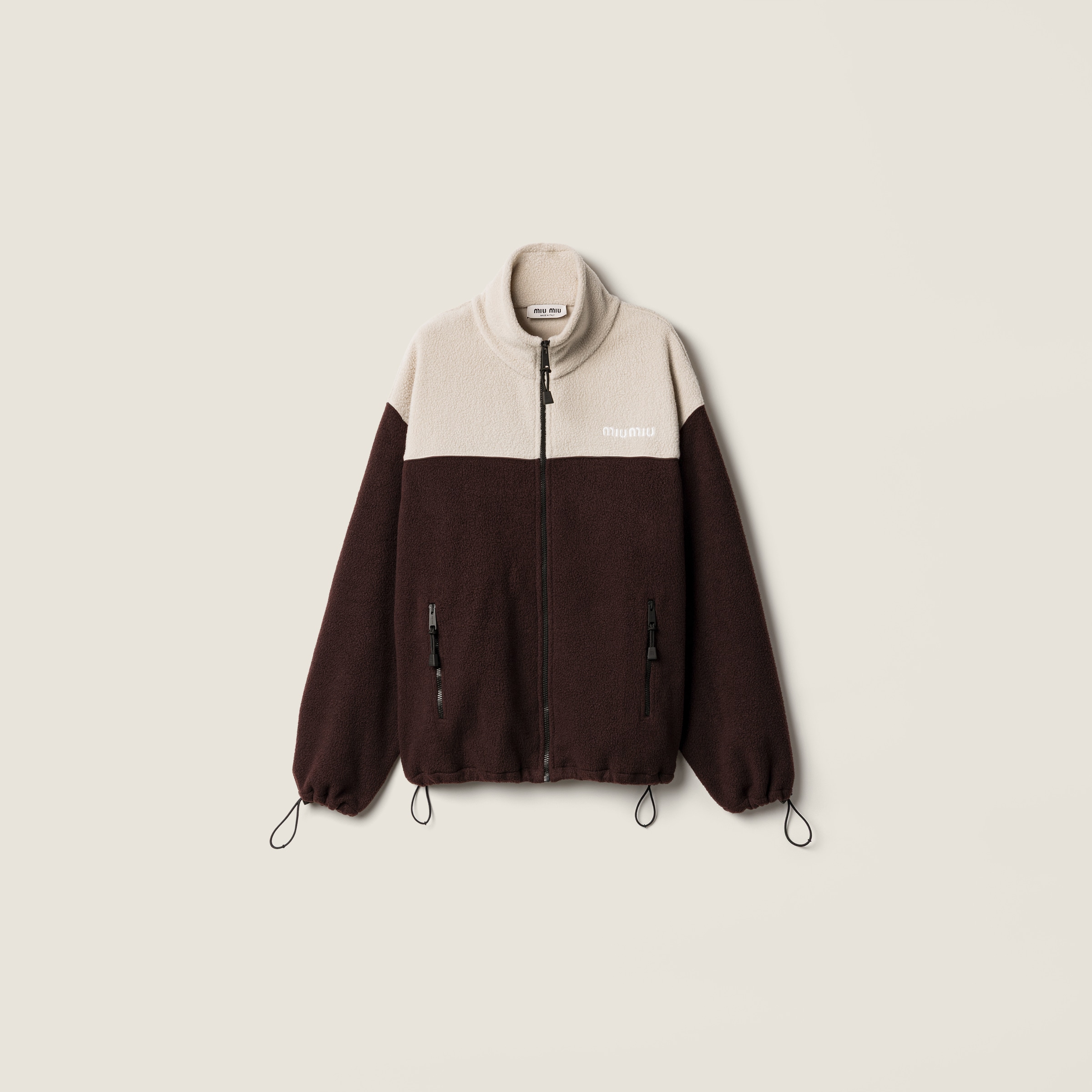 Cotton fleece zipper jacket by Miu Miu