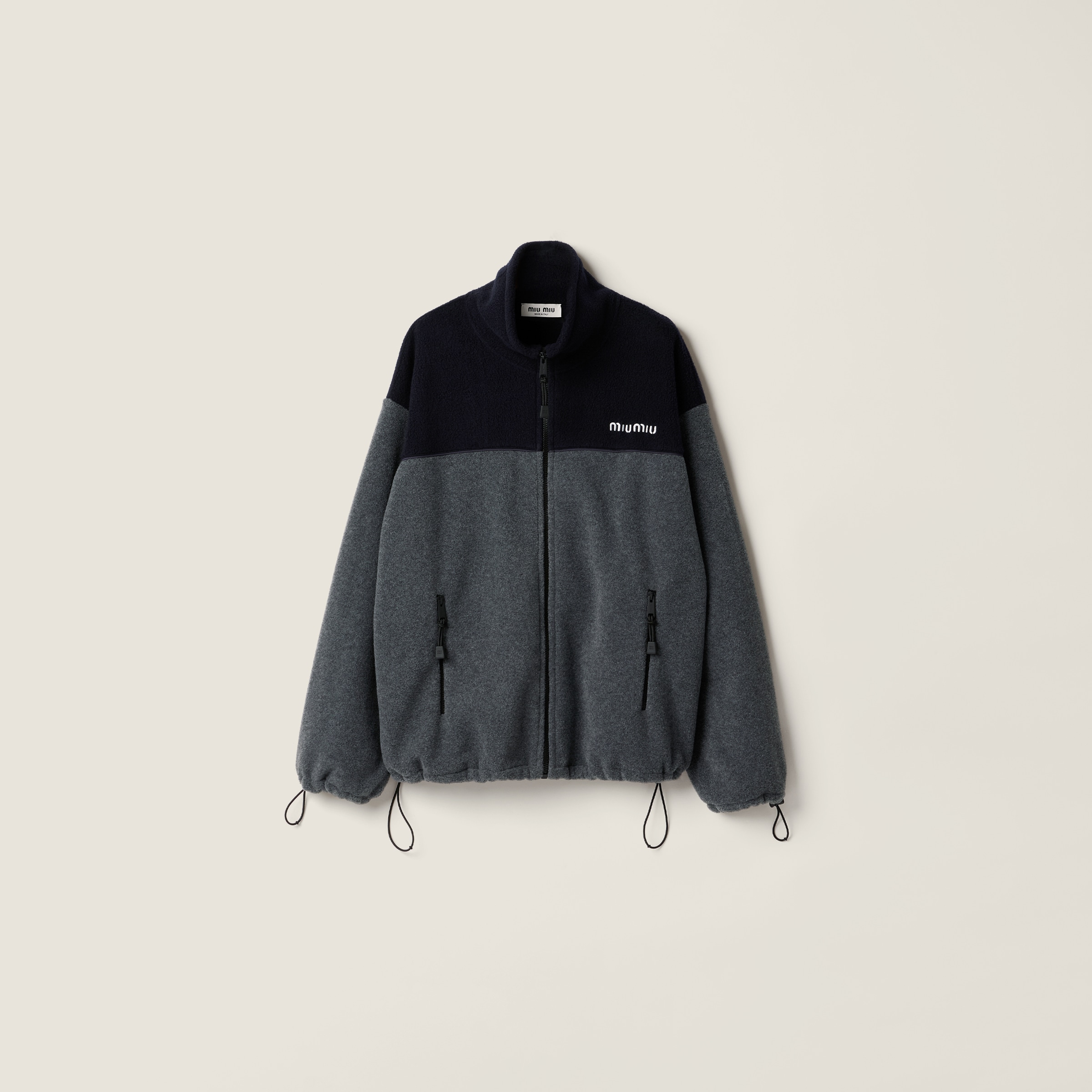 Cotton fleece zipper jacket by Miu Miu