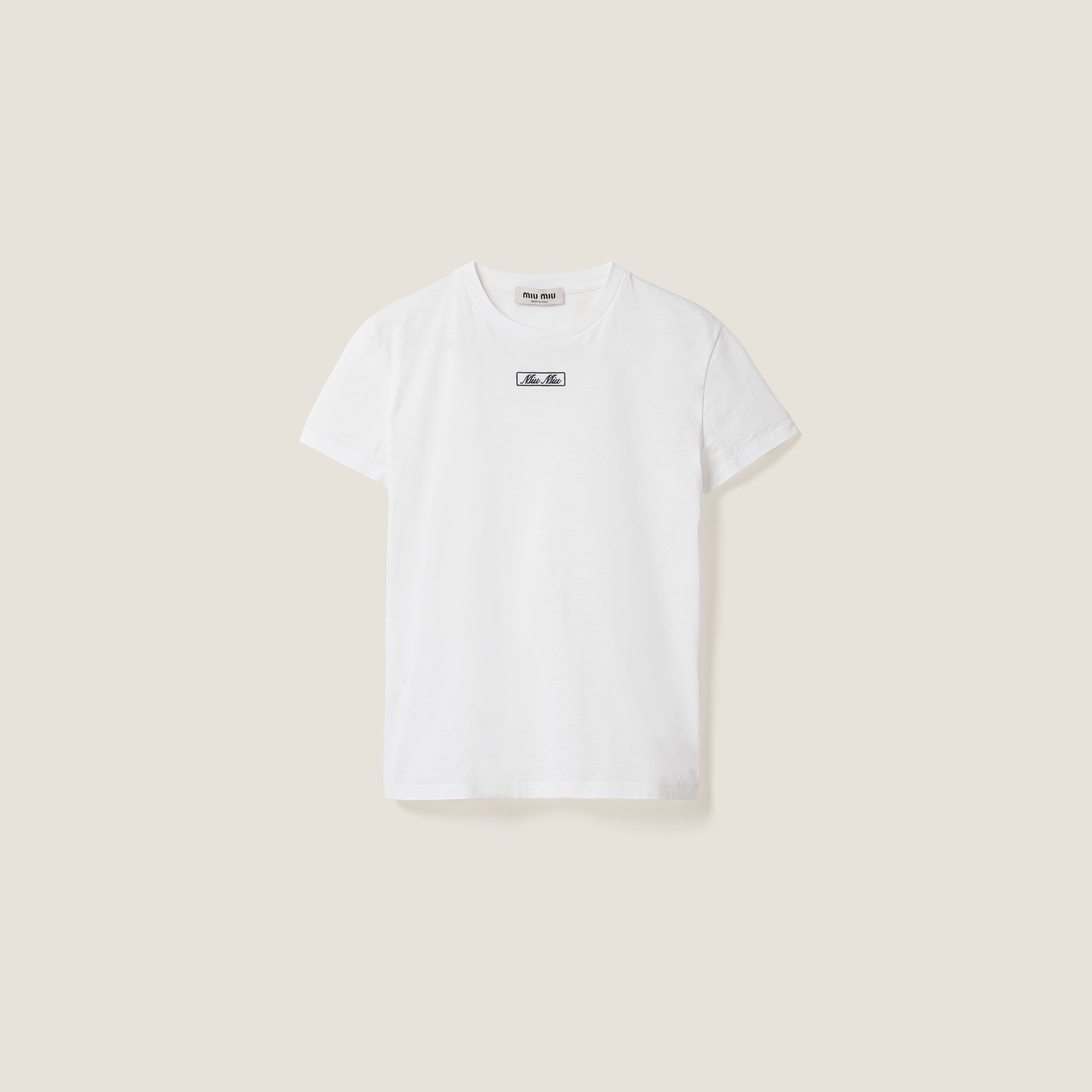 Miumiu Embroidered Cotton Jersey T-shirt In White