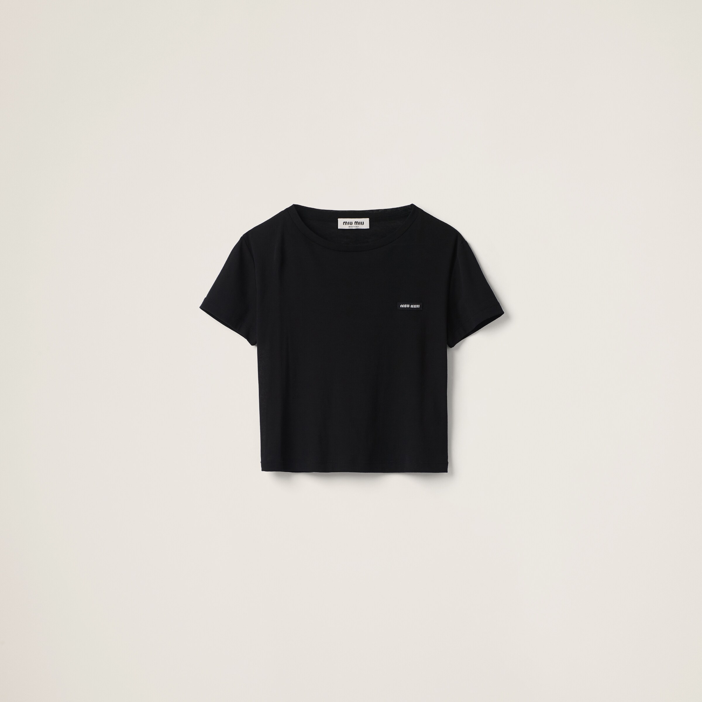 Miu Miu Ribbed Jersey T-shirt In Black