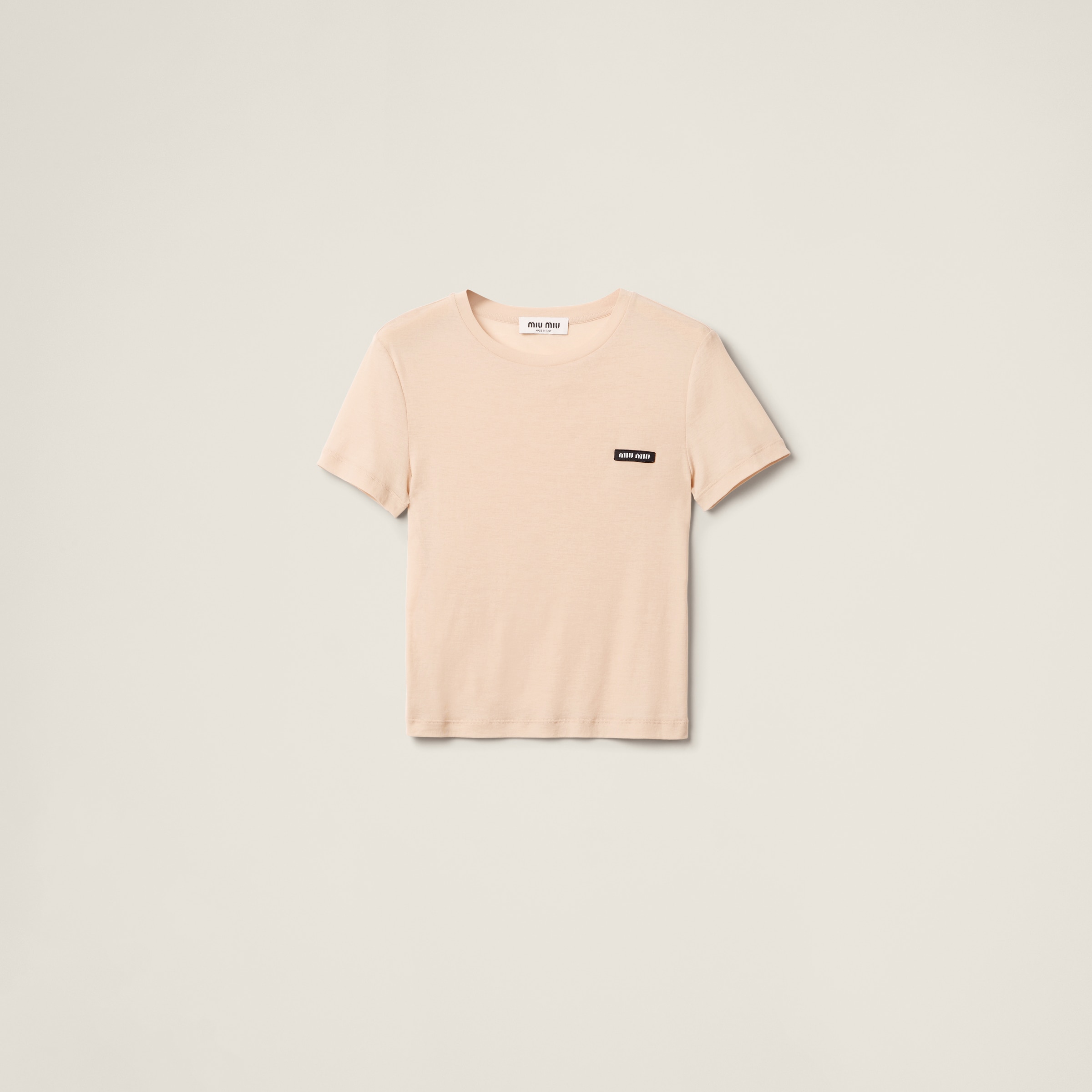 MIU MIU GARMENT-DYED RIBBED KNIT JERSEY T-SHIRT