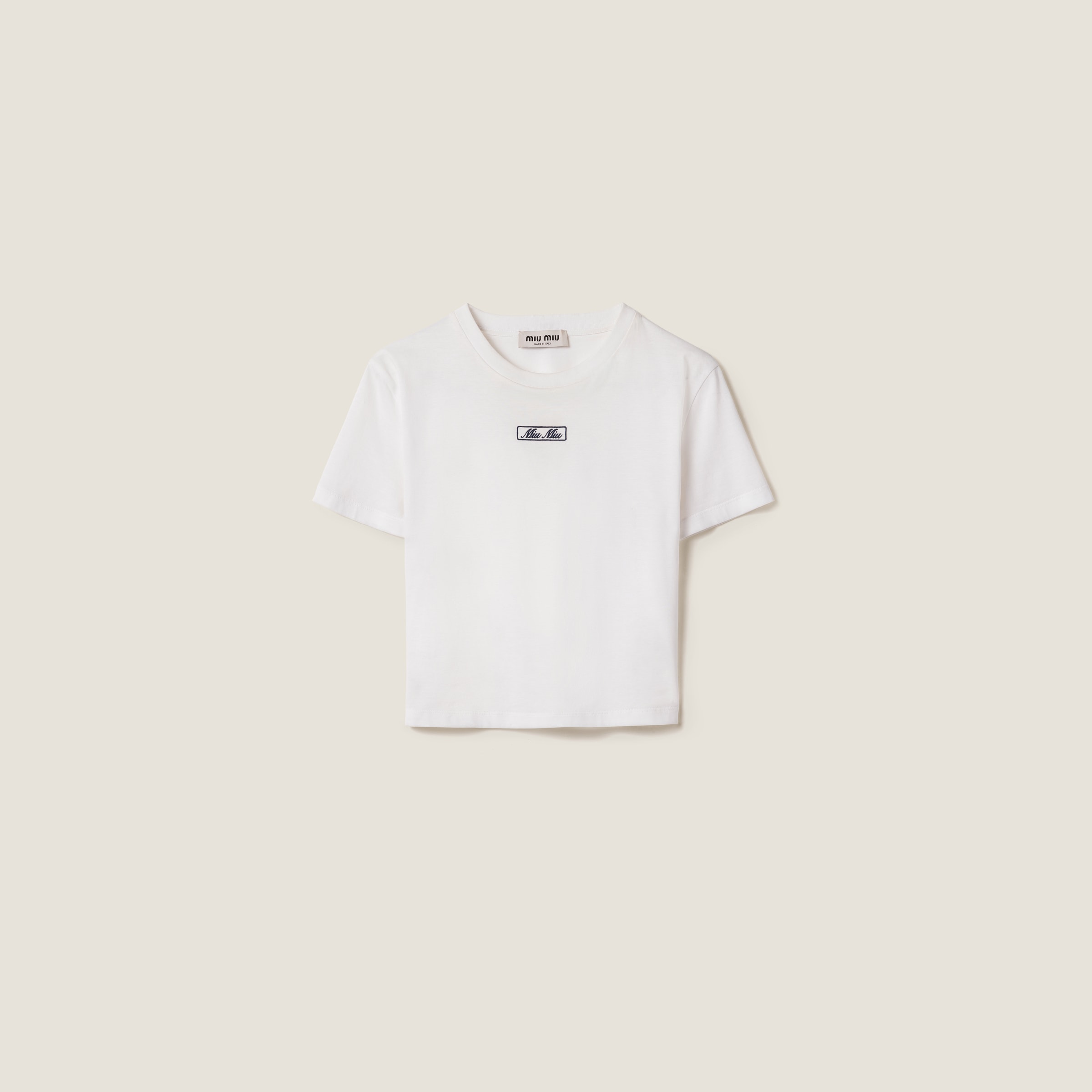 Miu Miu Embroidered Cotton Jersey T-shirt In White