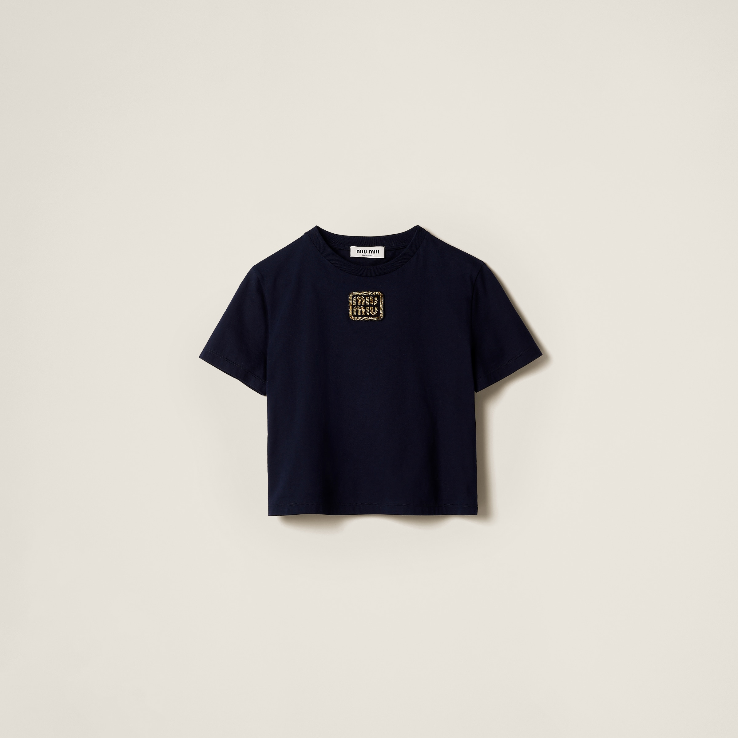 Miumiu Cotton Jersey T-shirt In Navy