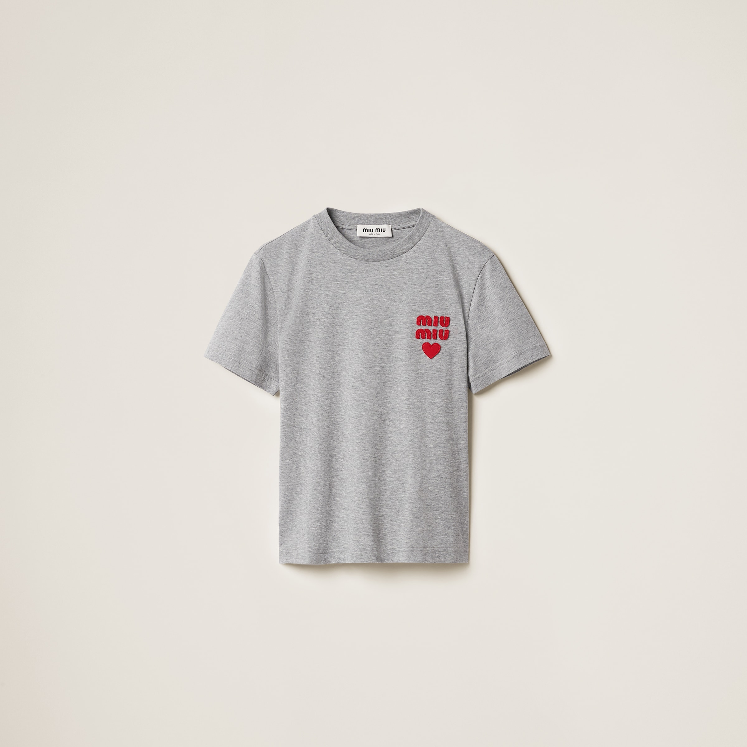 Miumiu Cotton Jersey T-shirt In Grey