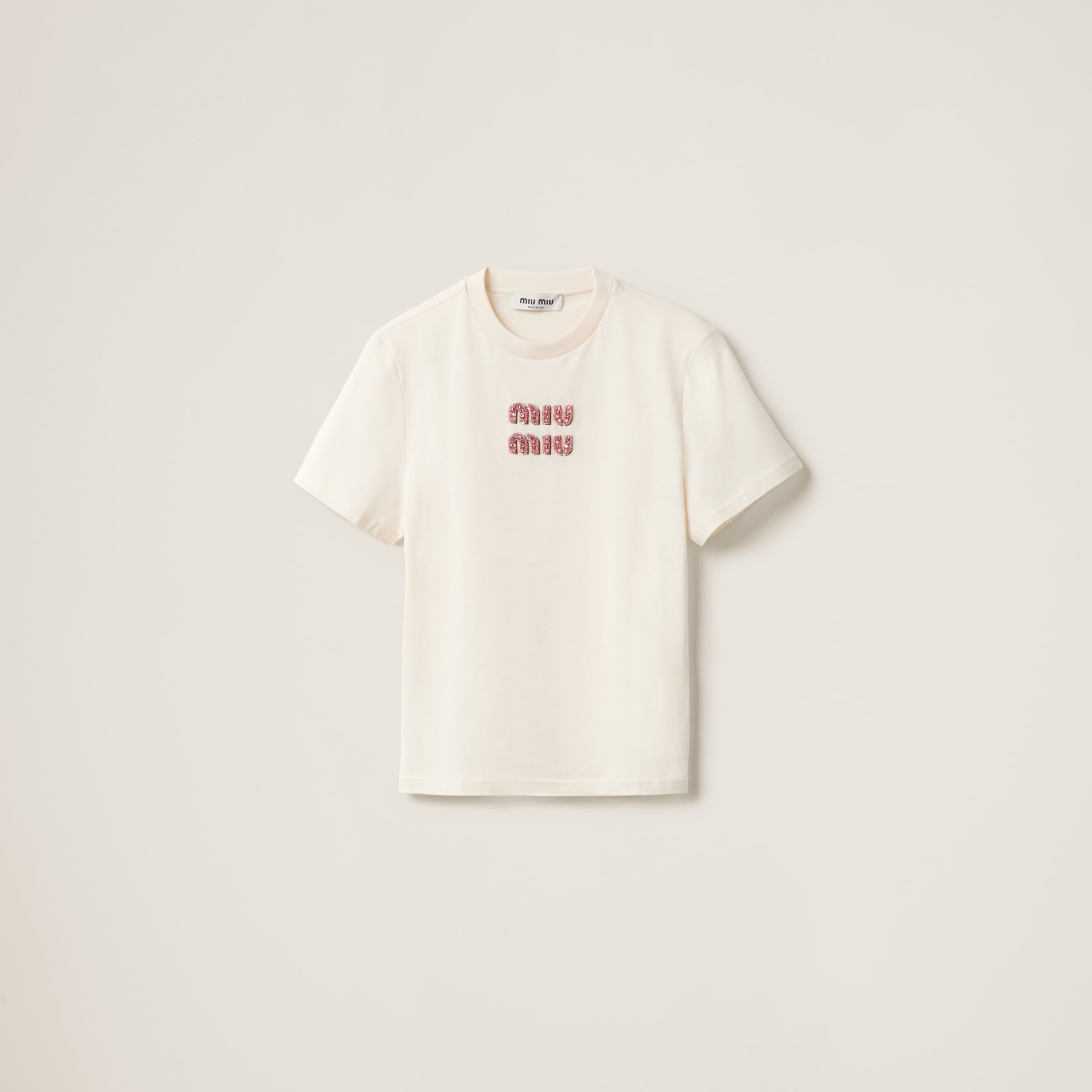 Miu Miu Jersey T-shirt In F0hat Naturale Ro