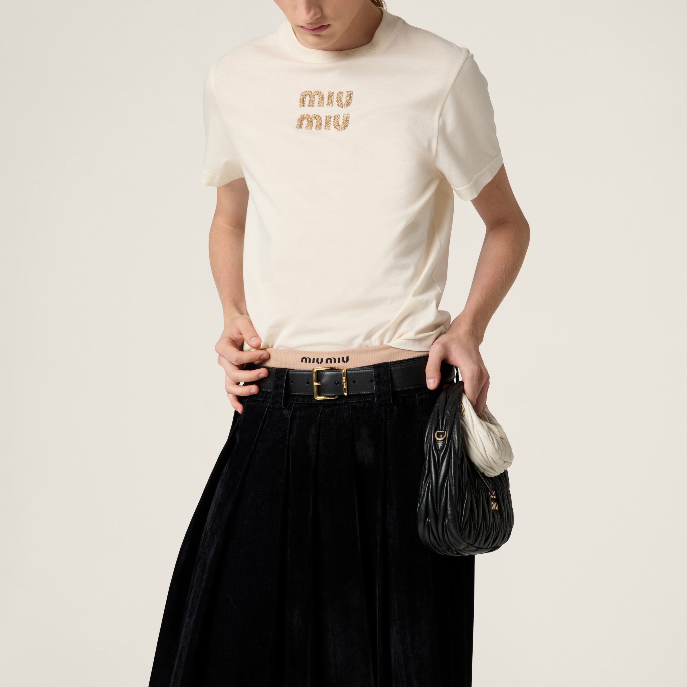 Miu Miu jersey T-shirt 関税込 Tシャツ Natural Jersey T-shirt | Miu Miu