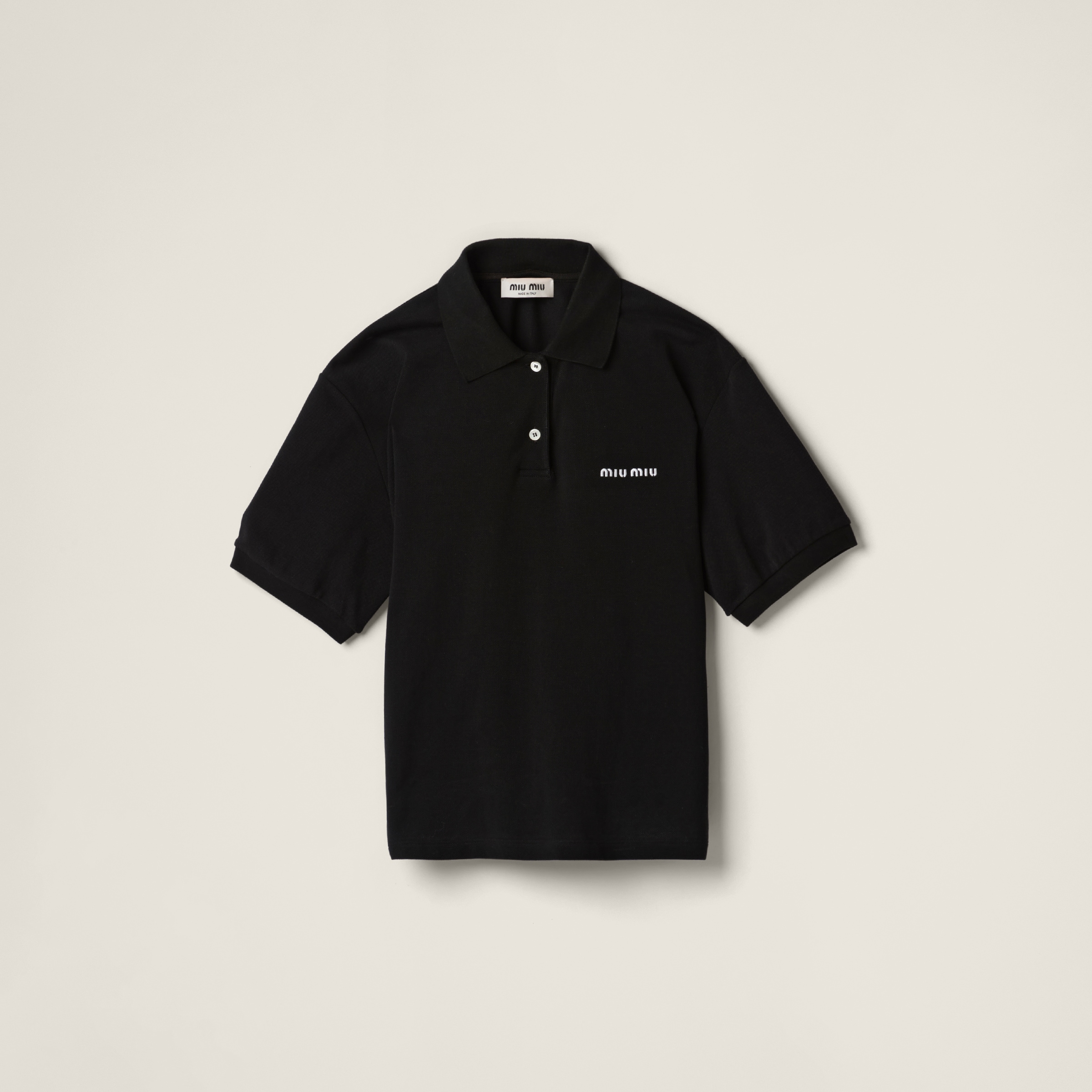 Miumiu Cotton Piqué Polo Shirt In Black