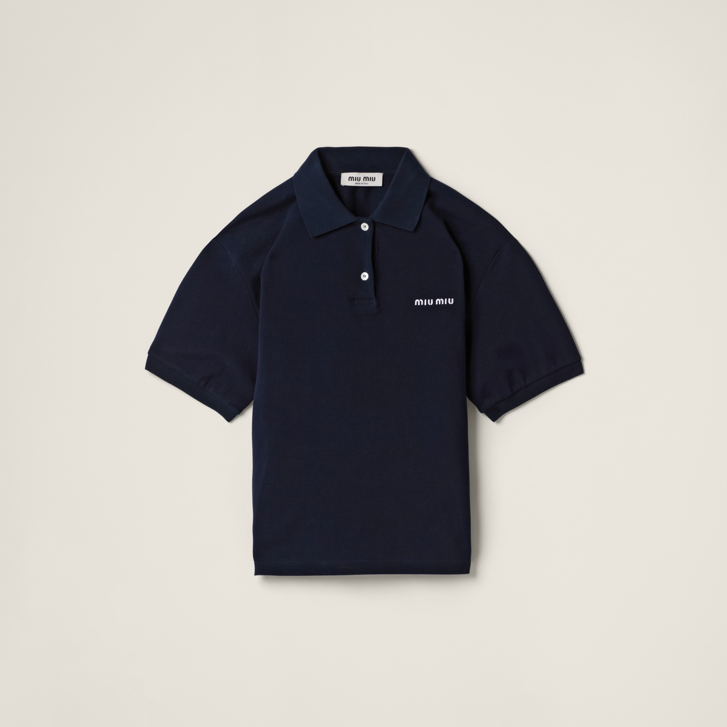 Miumiu Cotton Piqué Polo Shirt In Navy