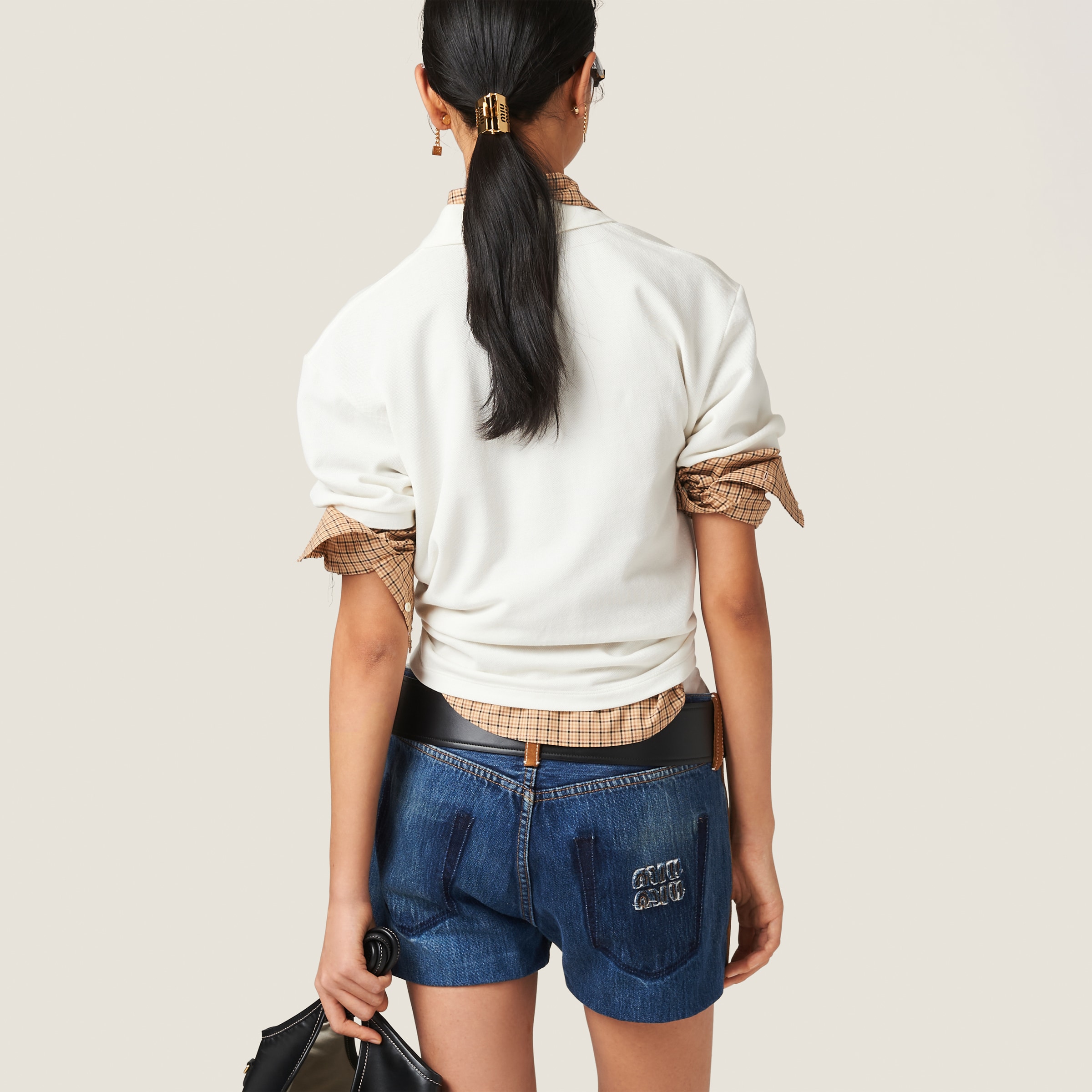 White Cotton Piqué Polo Shirt | Miu Miu