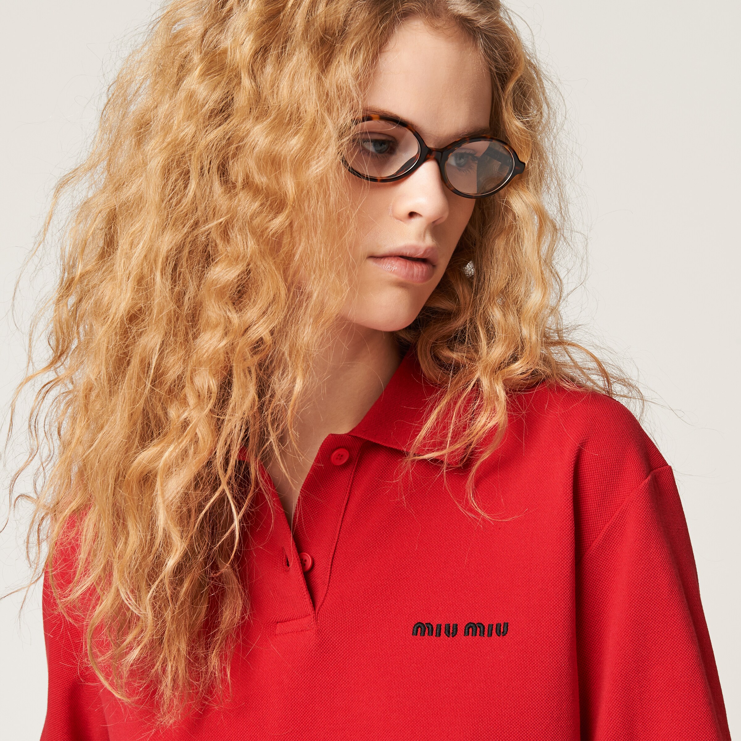 Red Cotton Piqué Polo Shirt | Miu Miu
