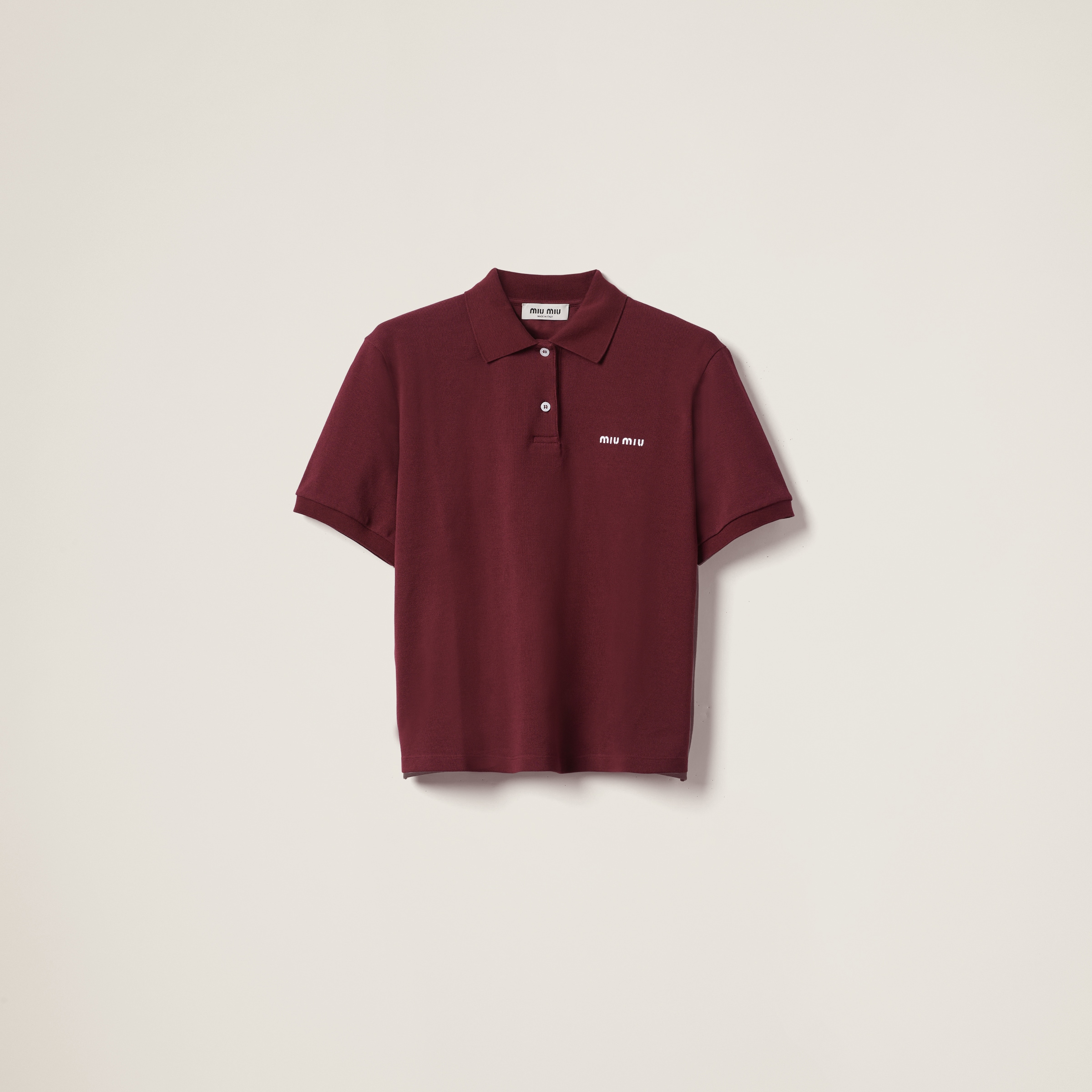 Miu Miu Cotton Piqué Polo Shirt In Amaranth Red/maize Yellow