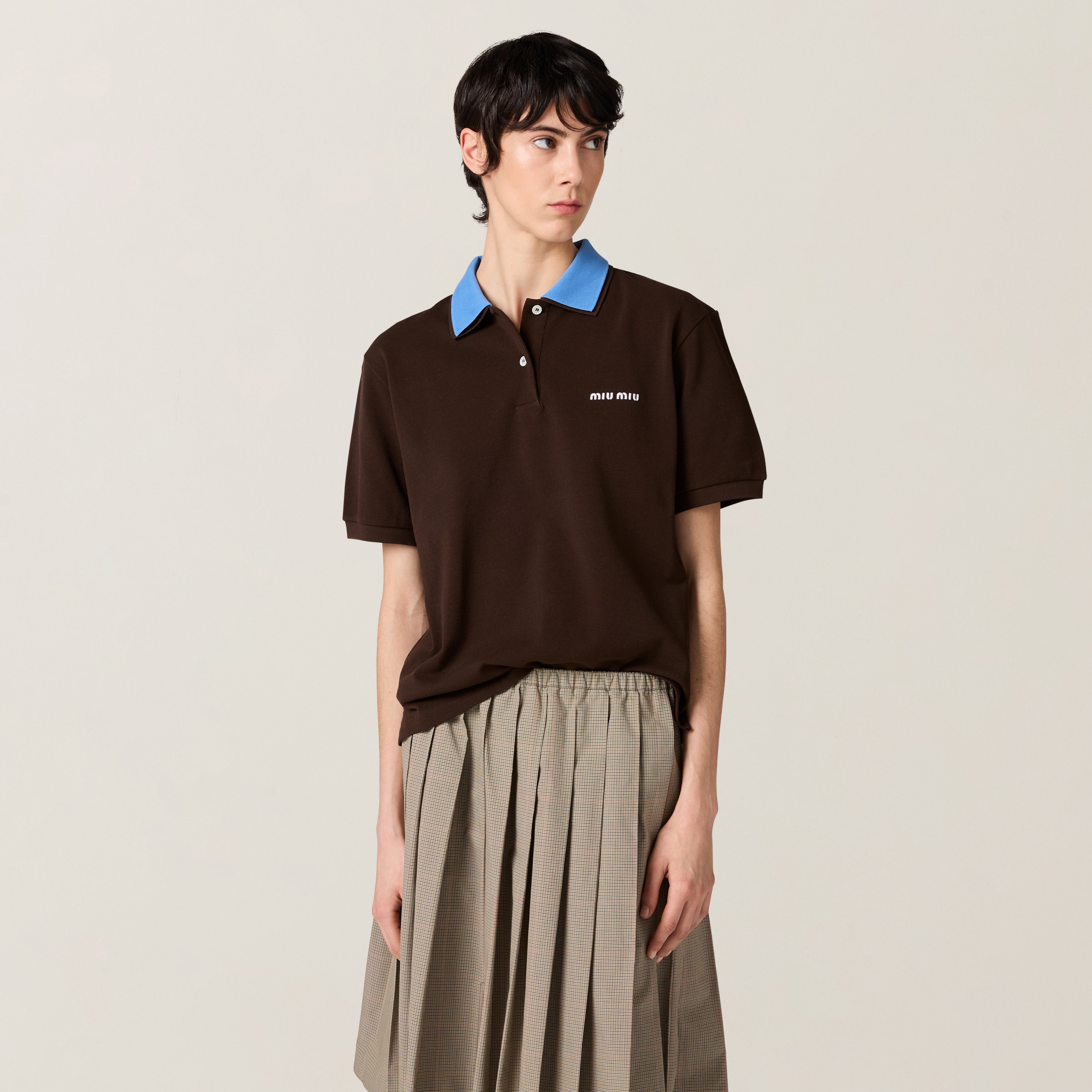 Miu☆ 未使用❕POLO エンブロイダリィ ネイビー Miu Miu Cotton Piqué