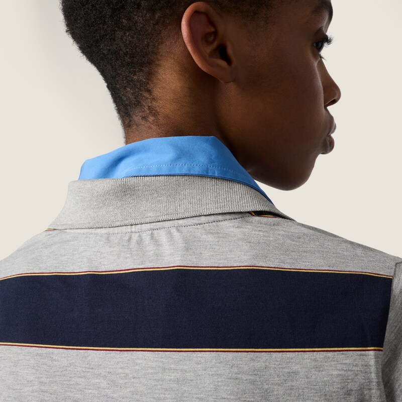 条纹平纹针织Polo衫