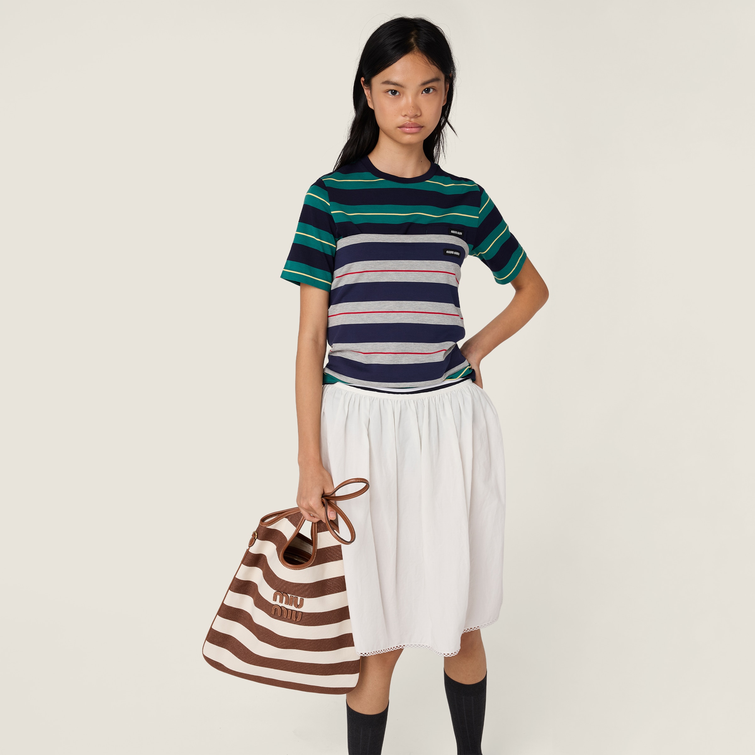 Miu Miu T-shirt And Polo Shirt In Green