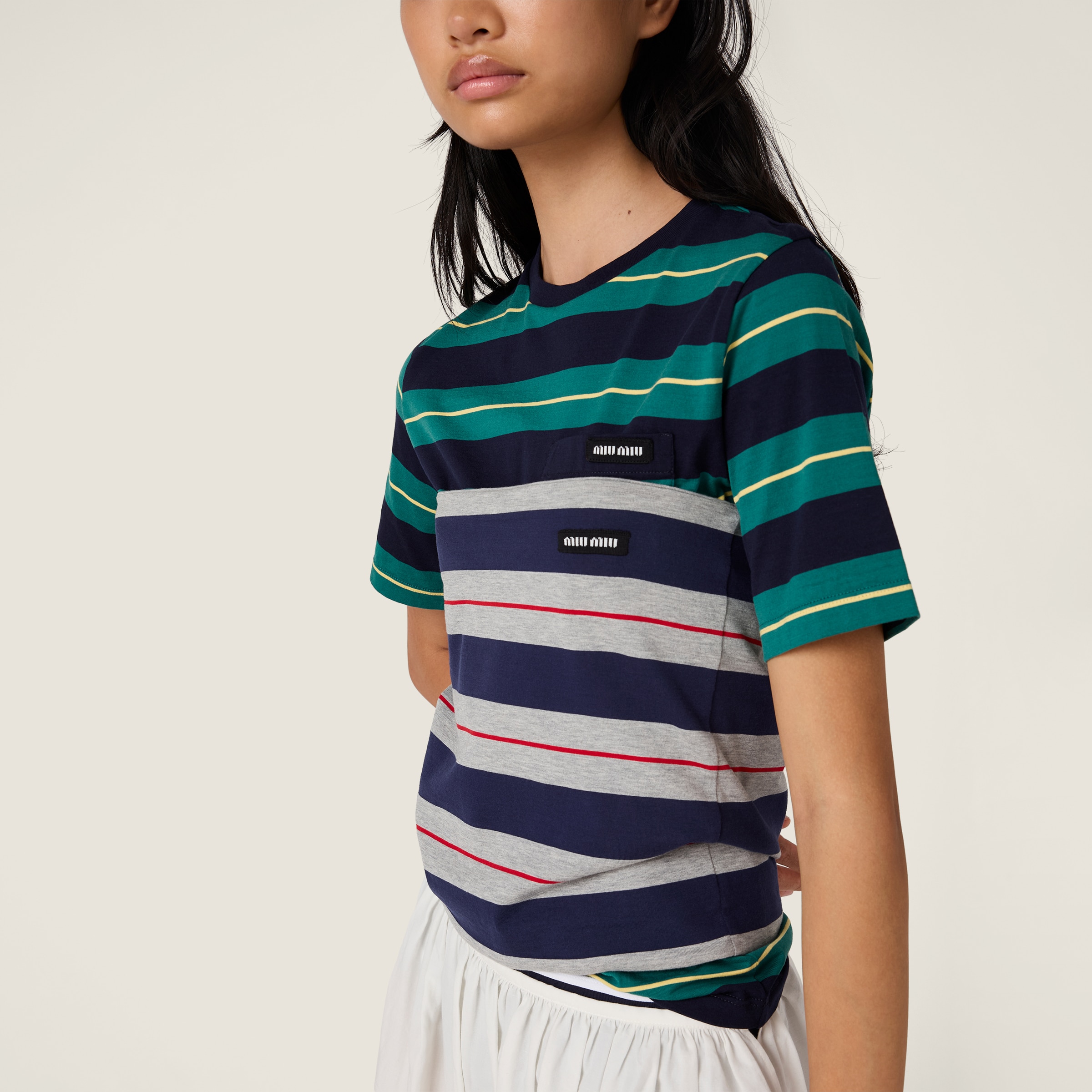 Billiard Green/blue Jersey T-shirt | Miu Miu