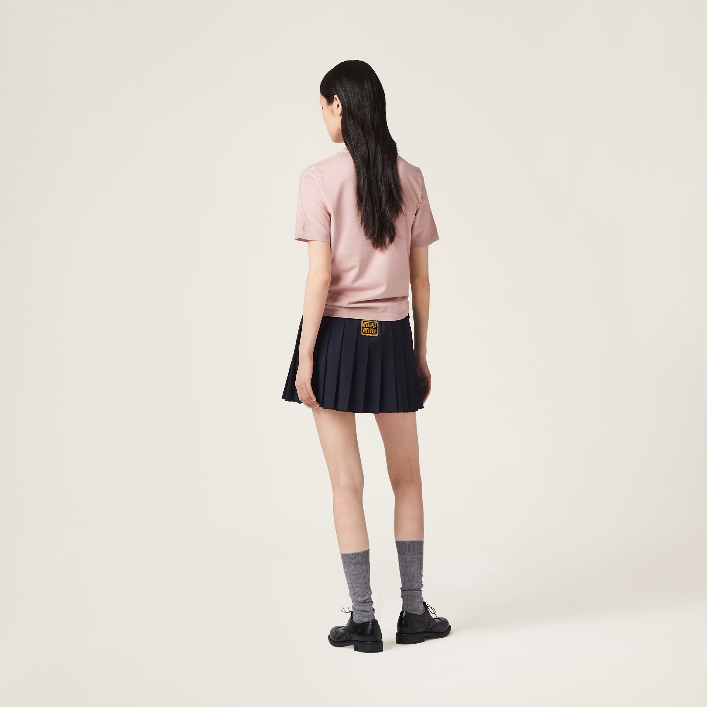 Alabaster Pink Garment-dyed Cotton Jersey T-shirt | Miu Miu